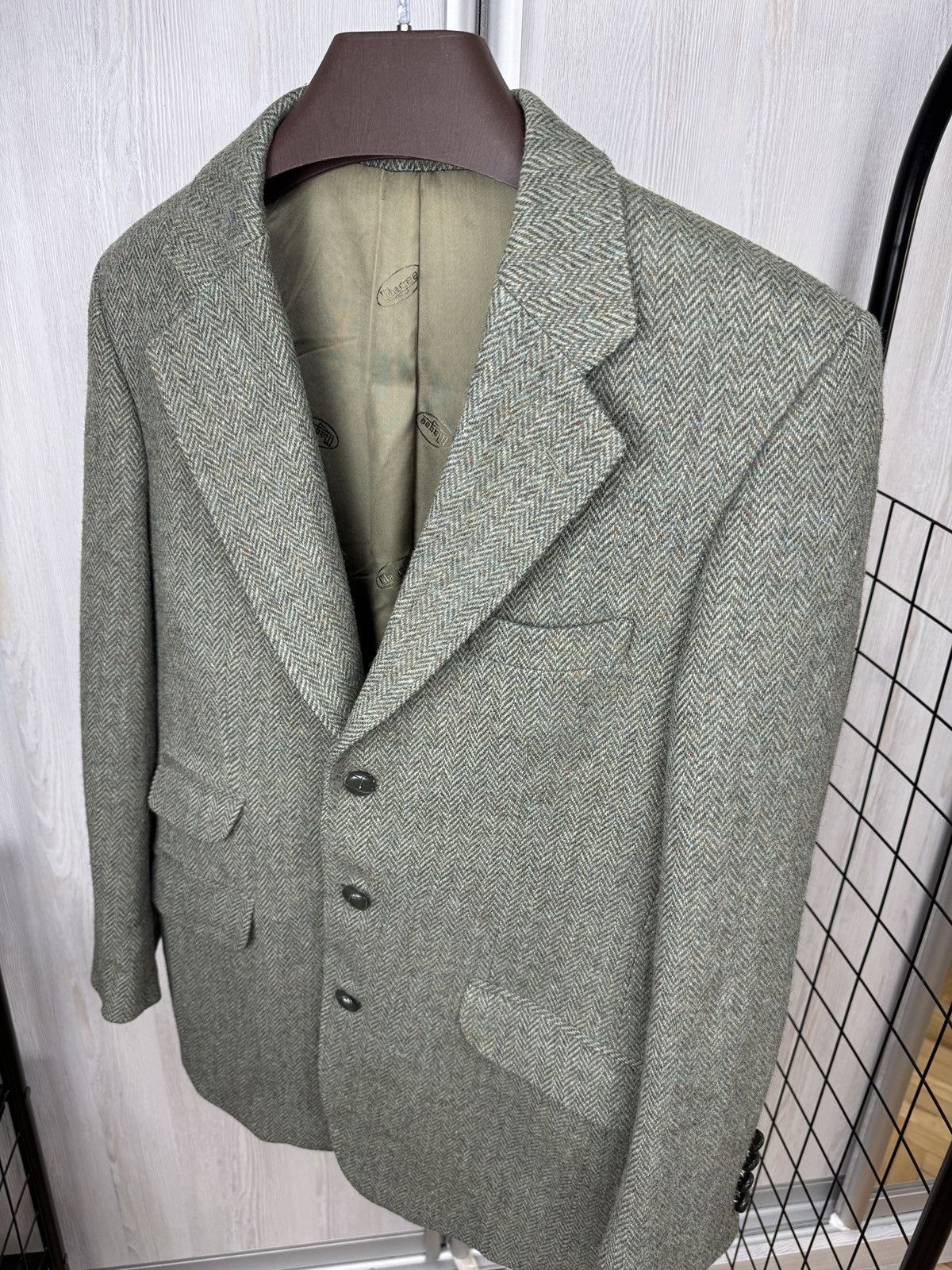 Magee Magee Donegal Tweed herringbone grey trim sport coat blazer Size 38R - 9 Thumbnail