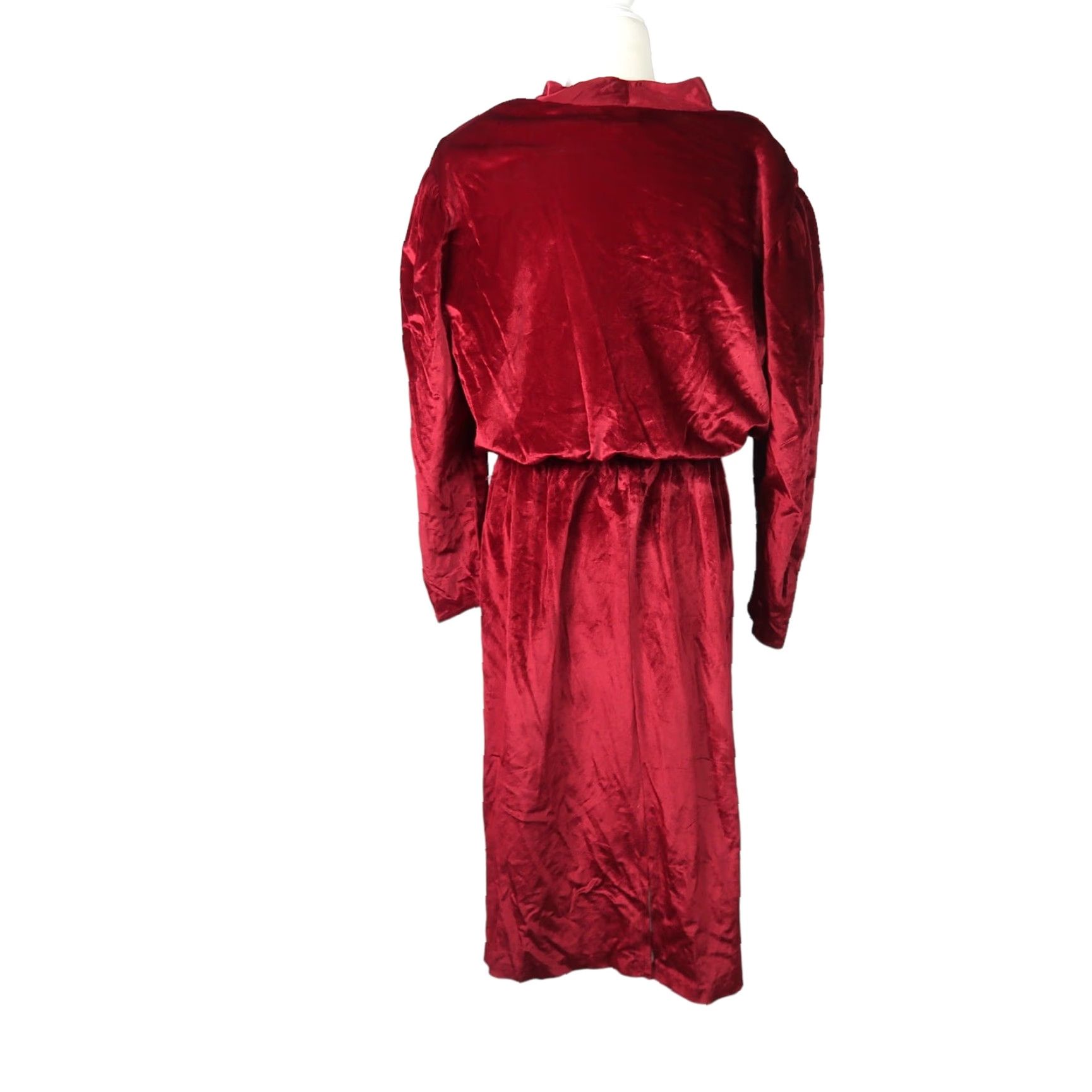 Velour VINTAGE 80s Tabby burgundy velour velvet midi party dress 18 Size XXL / US 16-18 / IT 52-54 - 4 Thumbnail