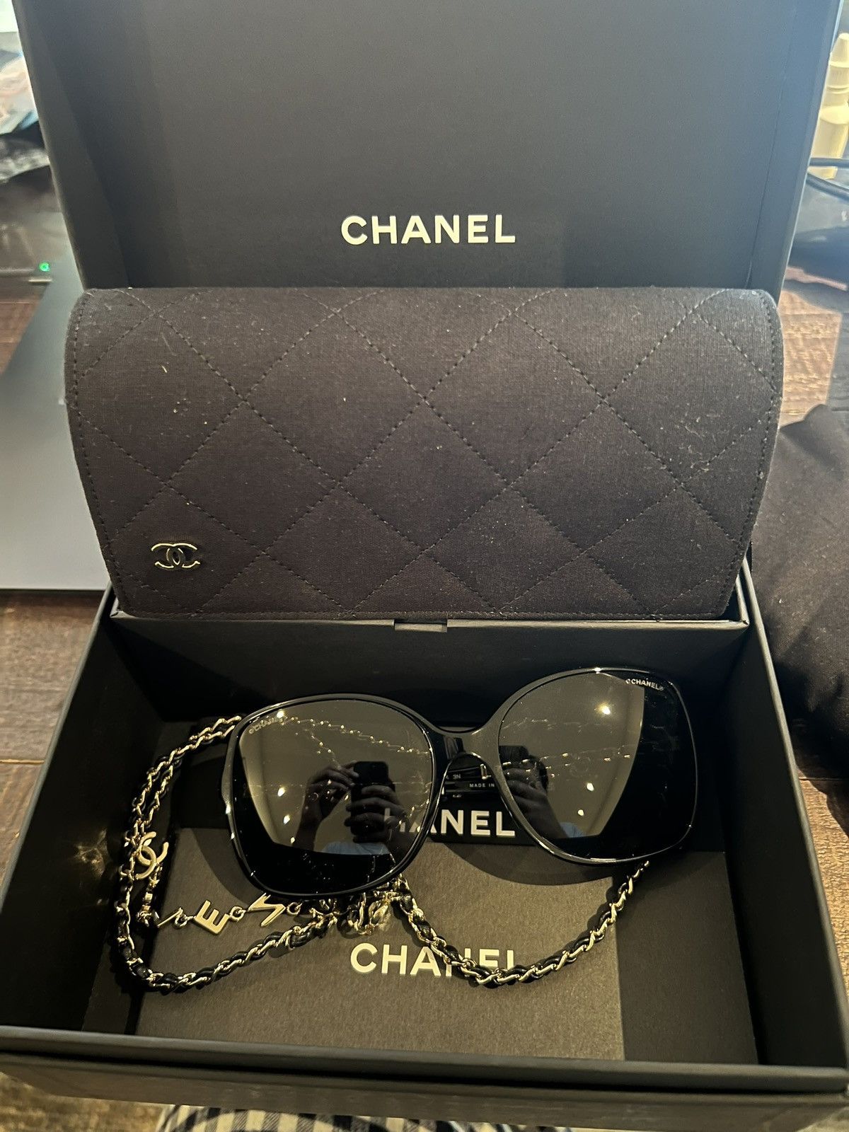 Chanel Chanel - Square Sunglasses with Chain Size ONE SIZE - 6 Thumbnail