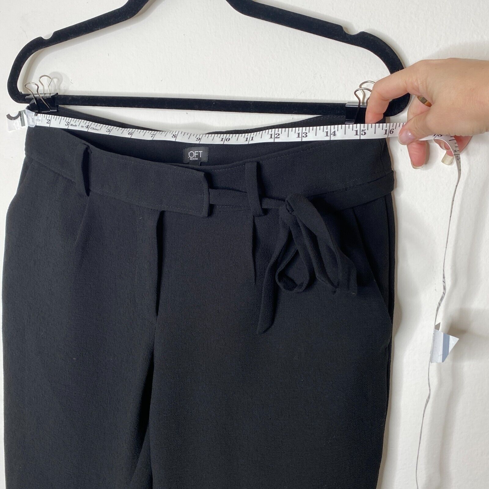 Loft Loft Jet Black Capri Trouser Cute Tie Front 6 Petite Size 28" / US 6 / IT 42 - 8 Thumbnail