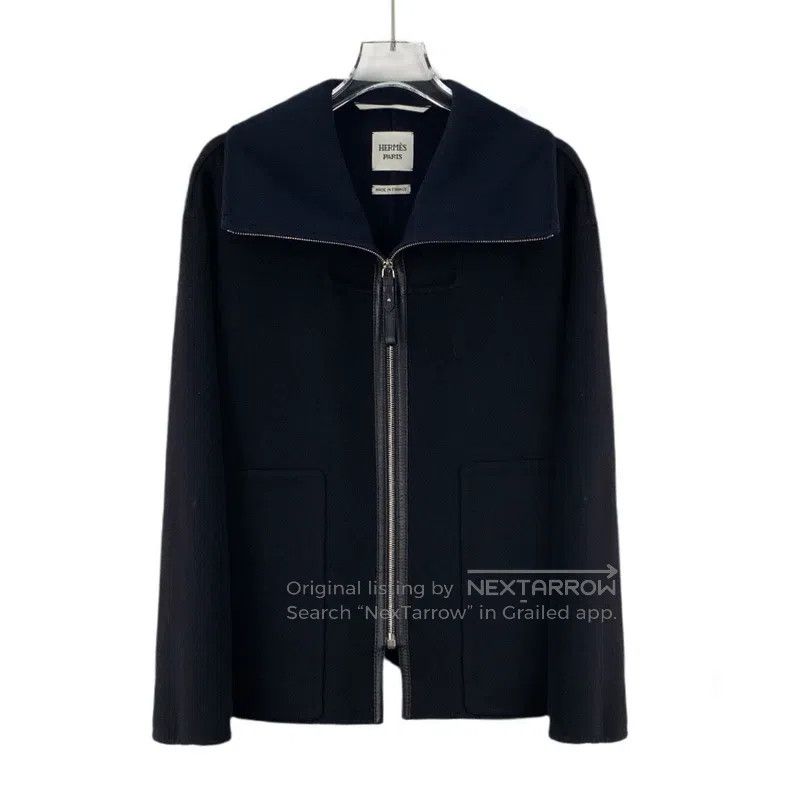 Hermes Hermes Black Cashmere Lapel Zip-Up Long Sleeve Jacket Coat Size XS / US 0-2 / IT 36-38 - 1 Thumbnail