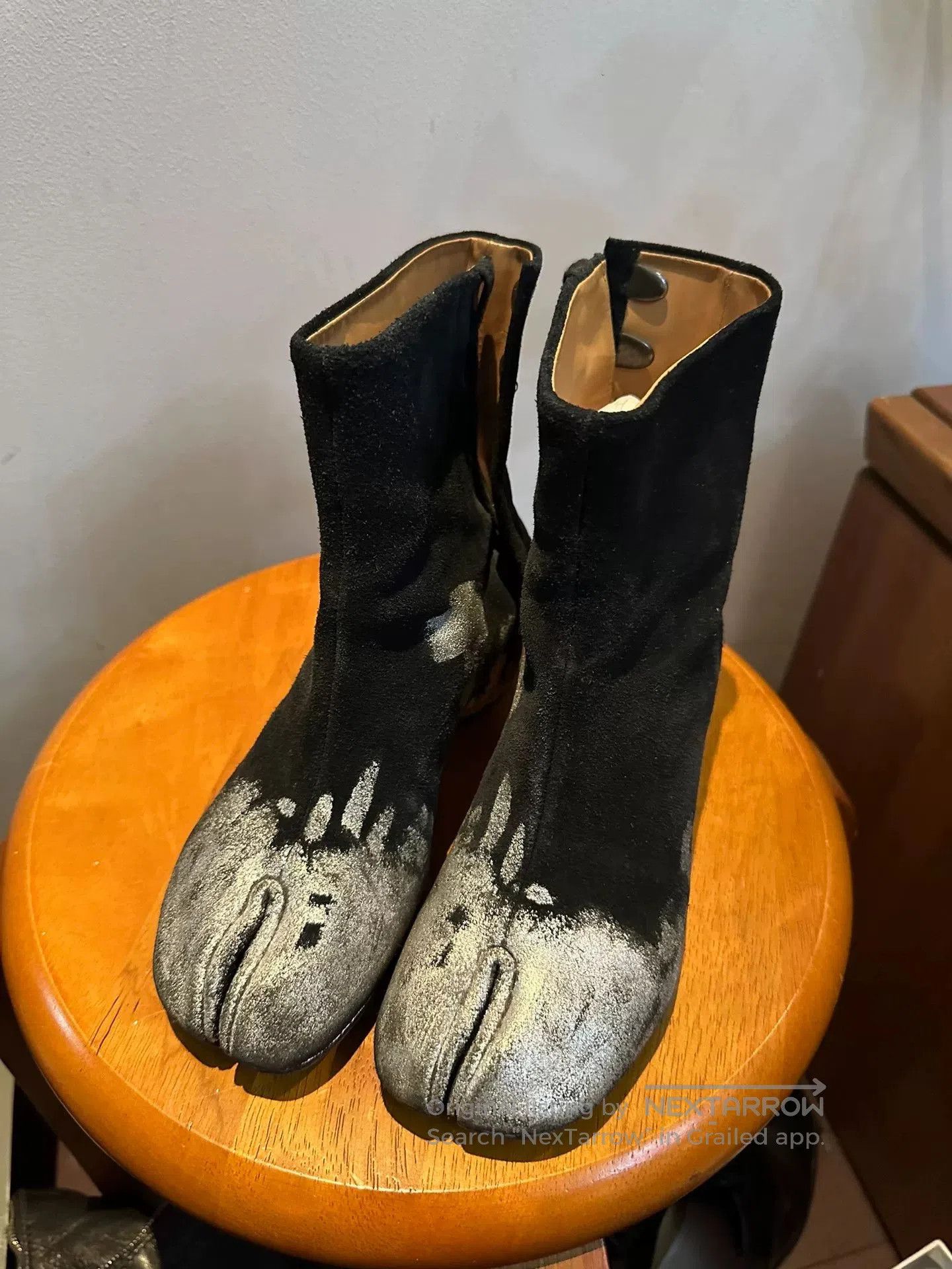 Maison Margiela Tabi Boots with Paint Splatter.