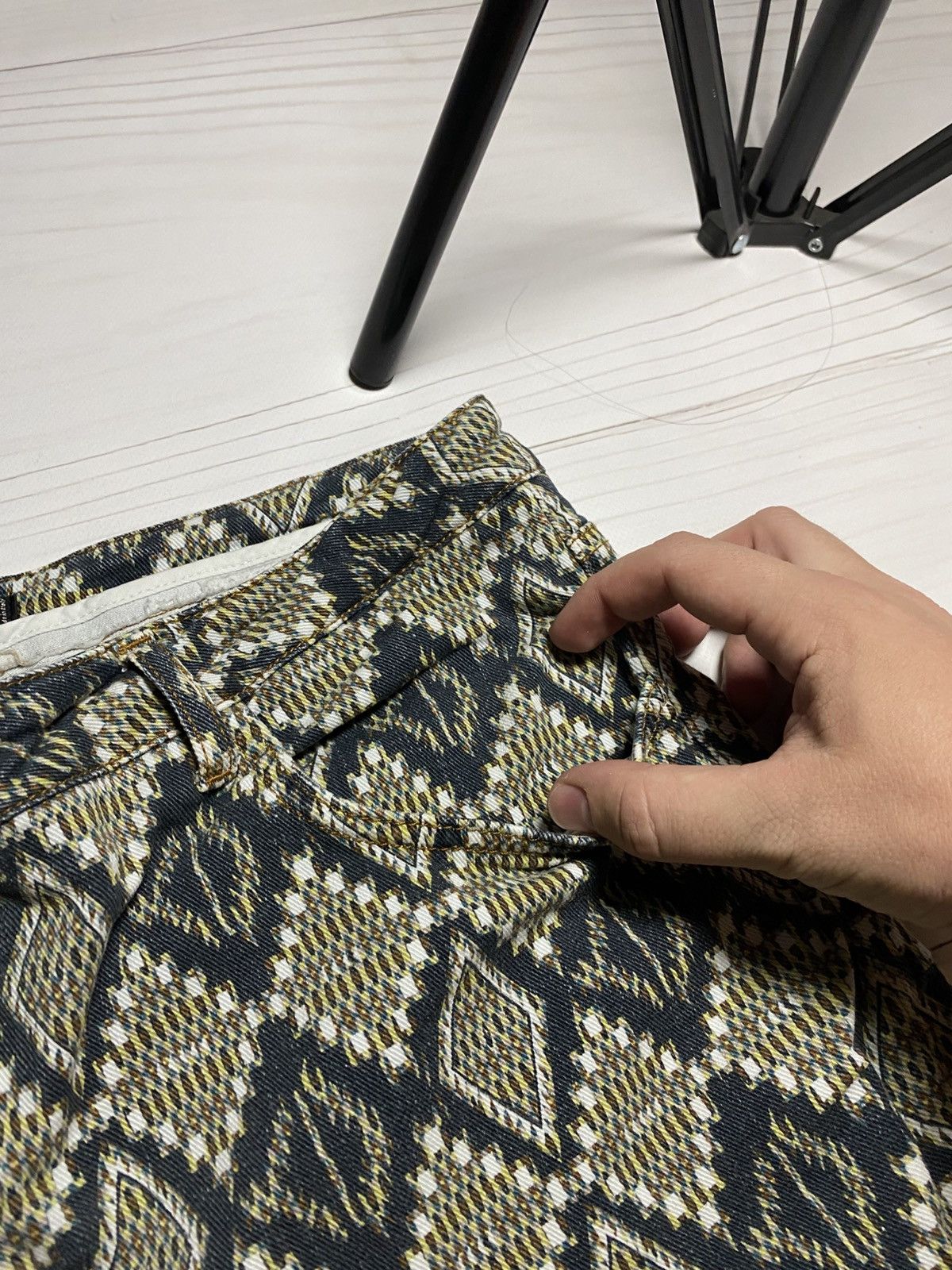 Designer × Etro Etro Jacquard Pattern Diamonds slim fit designer jeans Size 25" / US 0 / IT 36 - 13 Thumbnail