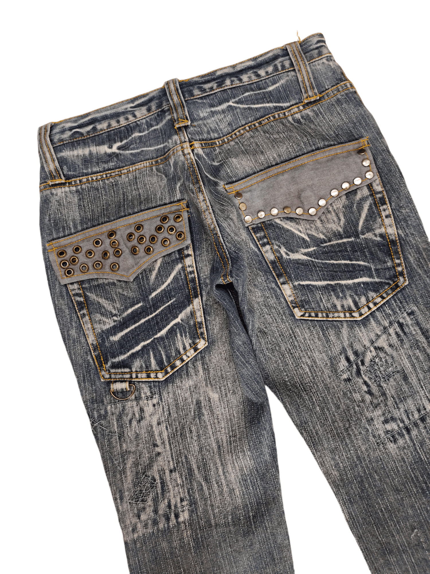 If Six Was Nine Flare Jeans FS Studded Distress Faded Boot Cut Y2k Mudmax Size US 30 / EU 46 - 15 Thumbnail