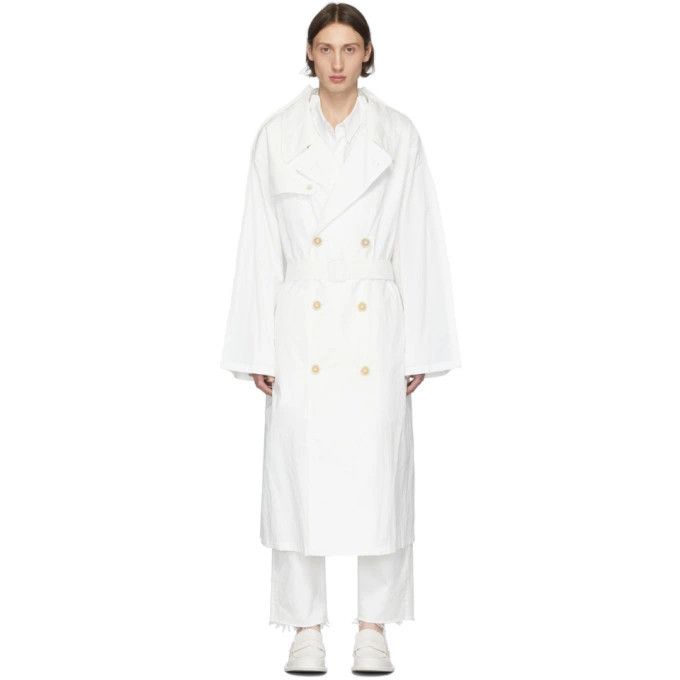 Maison Margiela o1y1124 Double-Breasted Nylon Coat in White Size US M / EU 48-50 / 2 - 1 Thumbnail