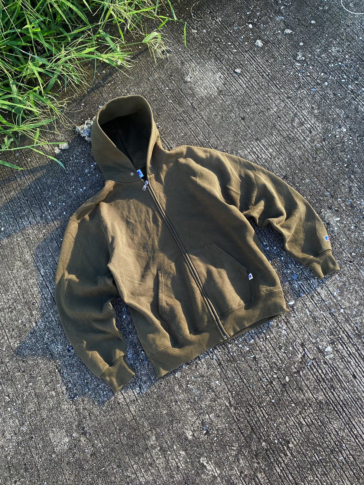 Russell Athletic Vintage Army Green Russell Athletic Zip Hoodie Size US L / EU 52-54 / 3 - 3 Thumbnail