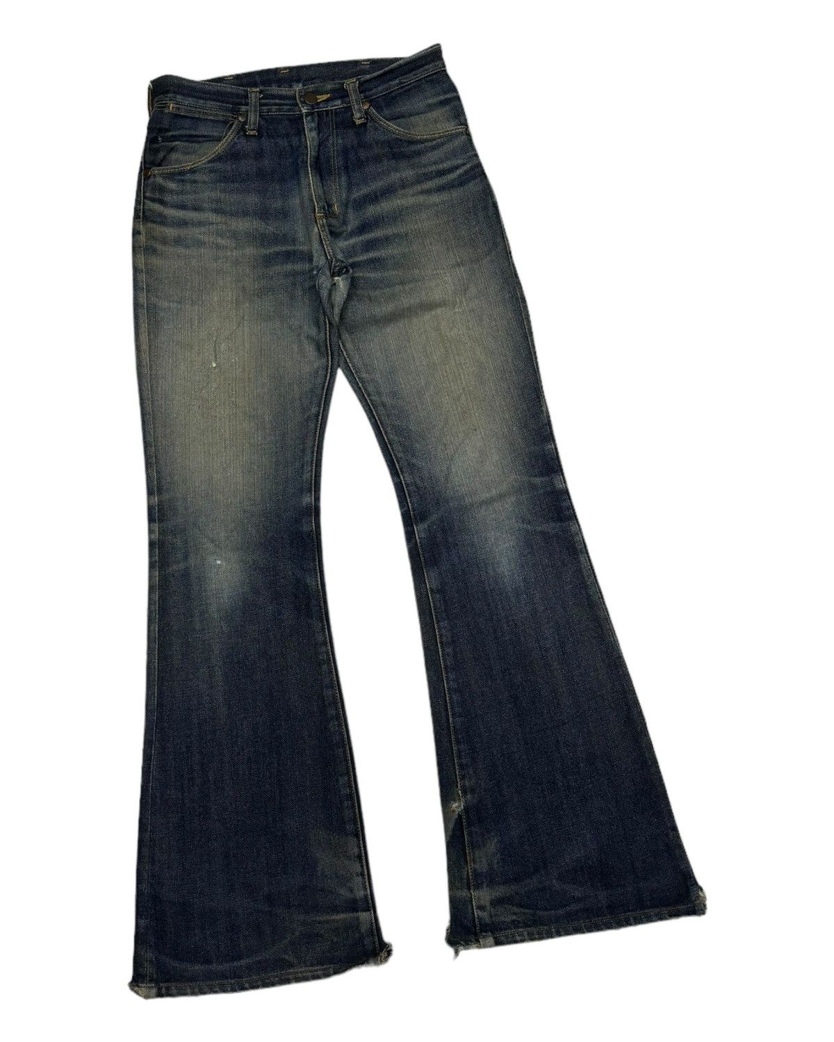 If Six Was Nine FLARED🔥WRANGLER FLARE DISTRESSED DENIM BOOTCUT JEANS Size US 28 / EU 44 - 3 Thumbnail