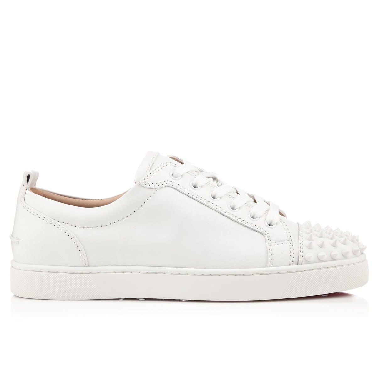 Christian Louboutin oc11z0425 Louis Junior Spikes Flat in White Size US 12 / EU 45 - 2 Thumbnail