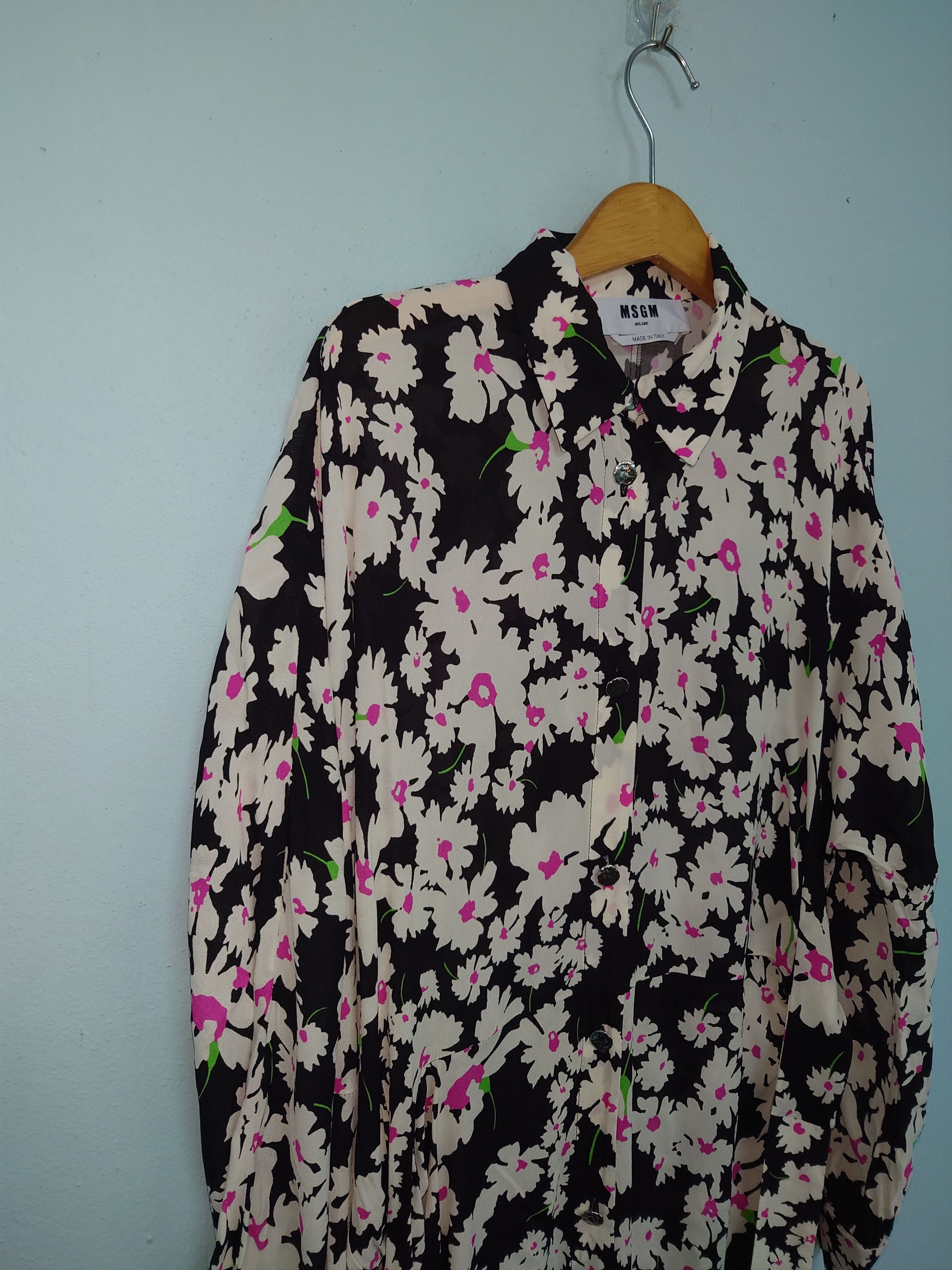 MSGM MSGM Milano Floral Daisy Print Viscose Maxi Shirt Dress Size XS / US 0-2 / IT 36-38 - 4 Thumbnail