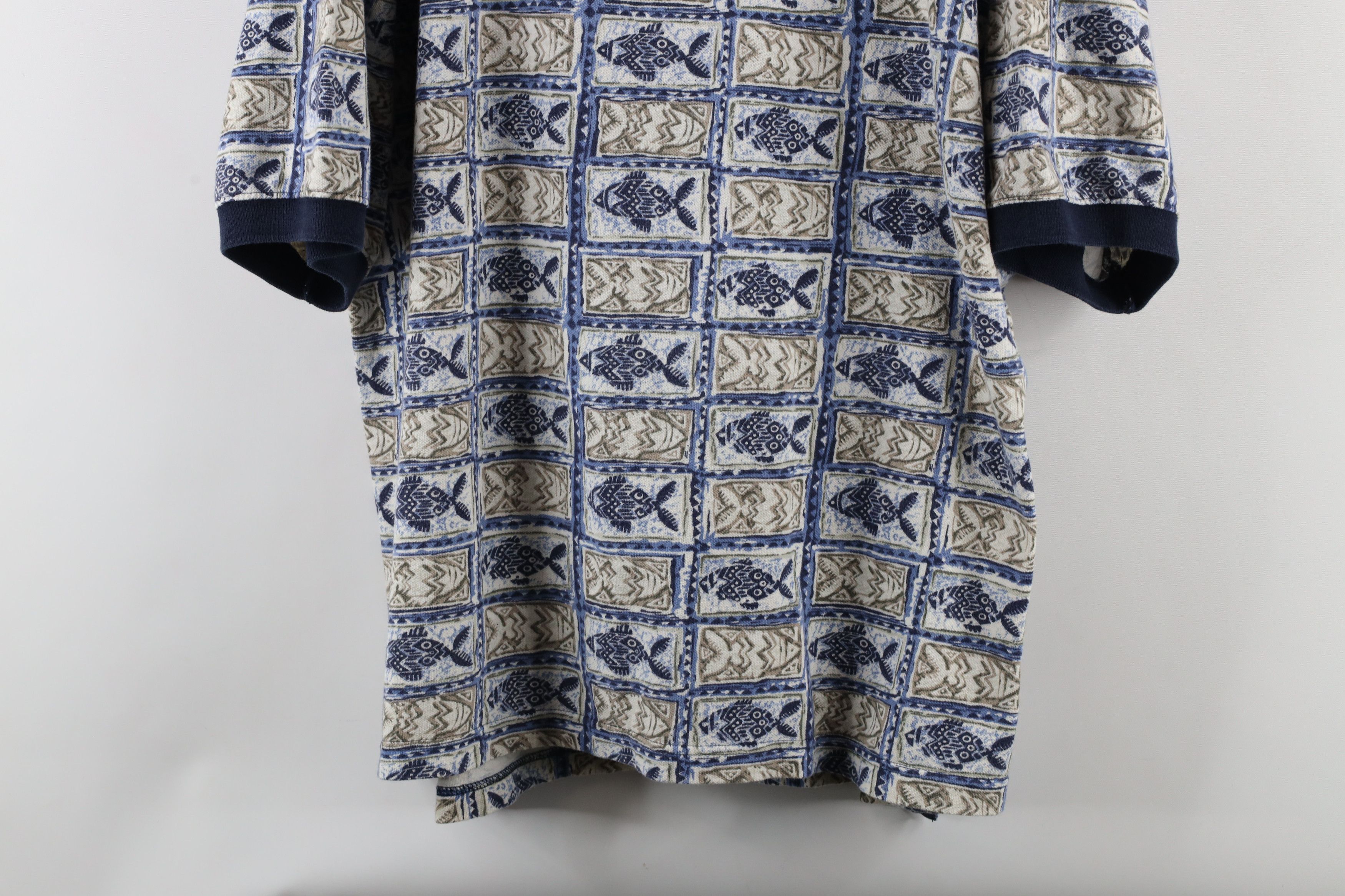 Vintage Vintage 90s Streetwear Fit Fish All Over Print Polo Shirt Size US L / EU 52-54 / 3 - 3 Thumbnail