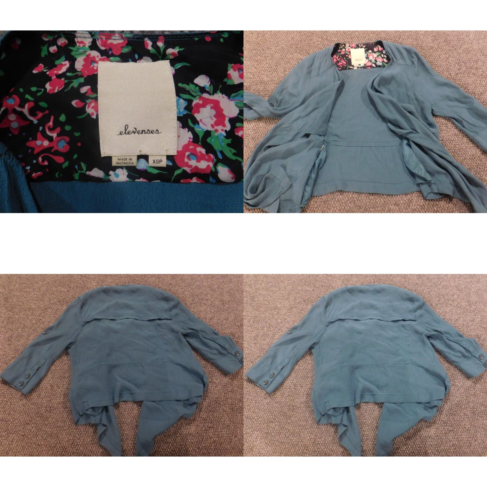 Anthropologie Anthropologie Jacket Blue Womens Petite XS Open Lined Viscose Embroidered Collared Basic Jacket Seasonal Fall Spring Mens? Size XS / US 0-2 / IT 36-38 - 8 Thumbnail