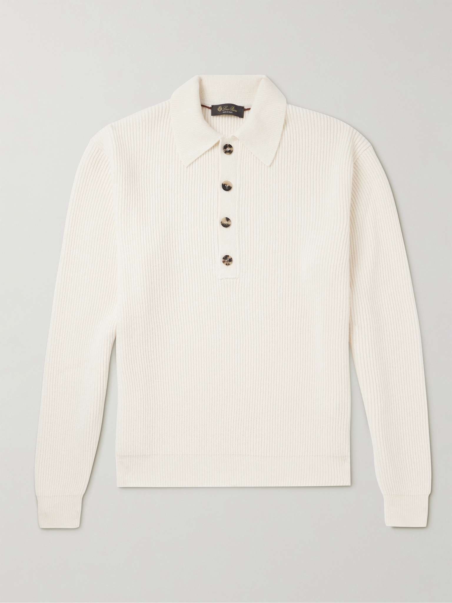Loro Piana o1w1db10724 Leth Cashmere Polo Shirt in White Size US M / EU 48-50 / 2 - 1 Thumbnail