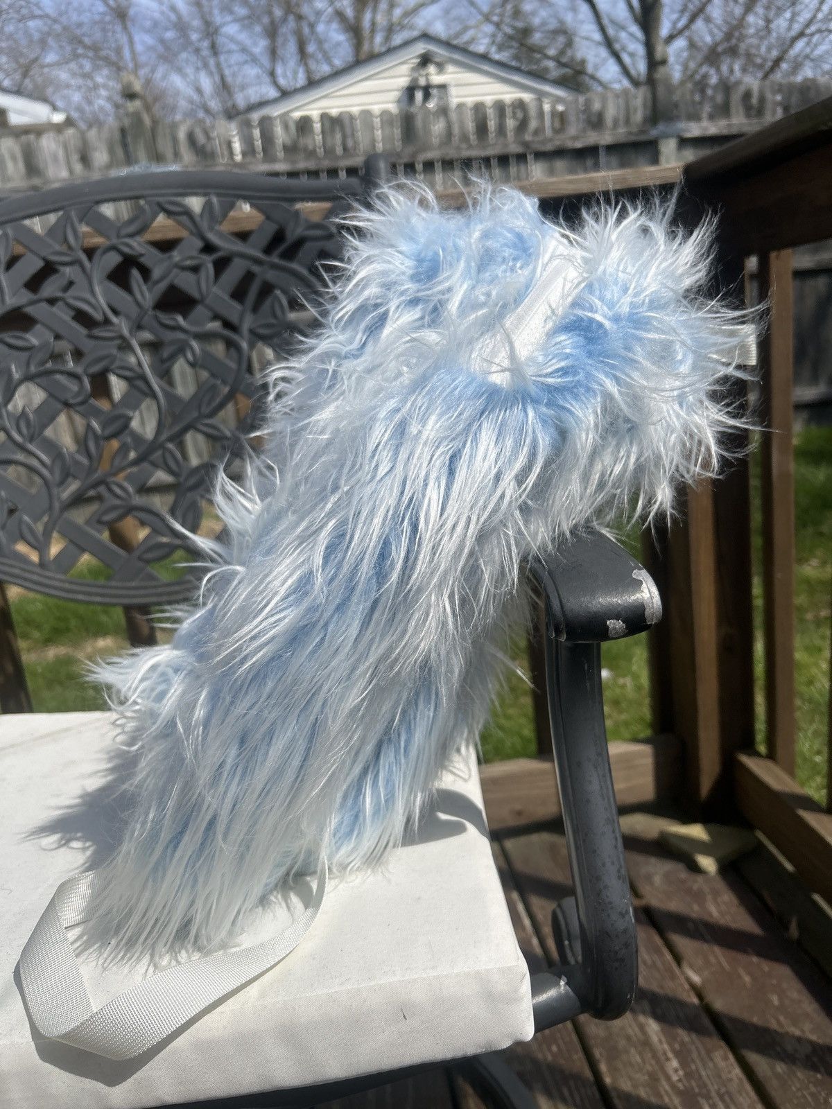 Other Blue and White Fur Backpack Size ONE SIZE - 3 Thumbnail