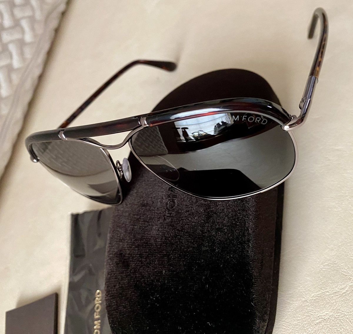 Tom Ford Tom Ford 🇮🇹 Russell Brown Tortoise Shell/Silver Aviators NEW Size ONE SIZE - 2 Thumbnail