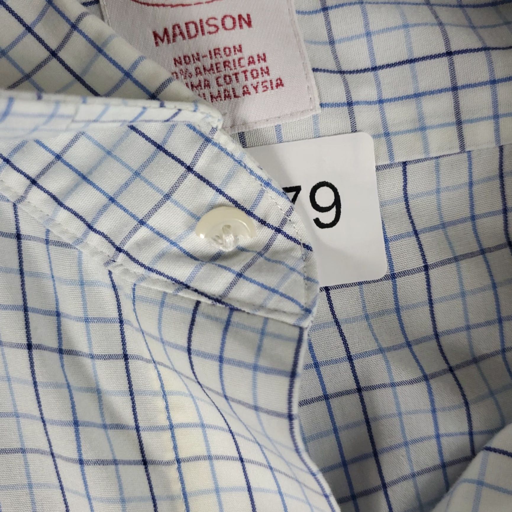 Brooks Brothers VINTAGE Brooks Brothers Dress Shirt Mens 17.5 Blue Check Button-Down Long Sleeve Business Casual Formal Wedding Size 46R - 3 Thumbnail