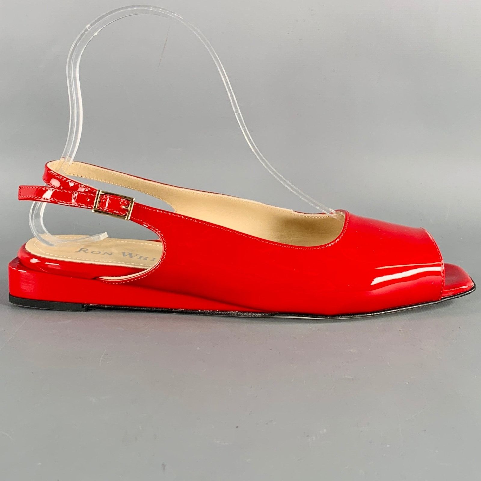 Ron White RON WHITE Size 6.5 Red Patent Leather Slingback Sandals Size US 6.5 / IT 36.5 - 2 Thumbnail