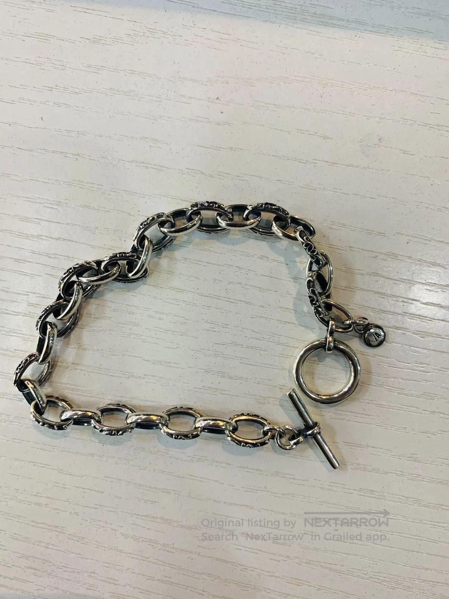 AQUA AQUA SILVER Chain Bracelet with Floral Engraving. Size ONE SIZE - 3 Thumbnail