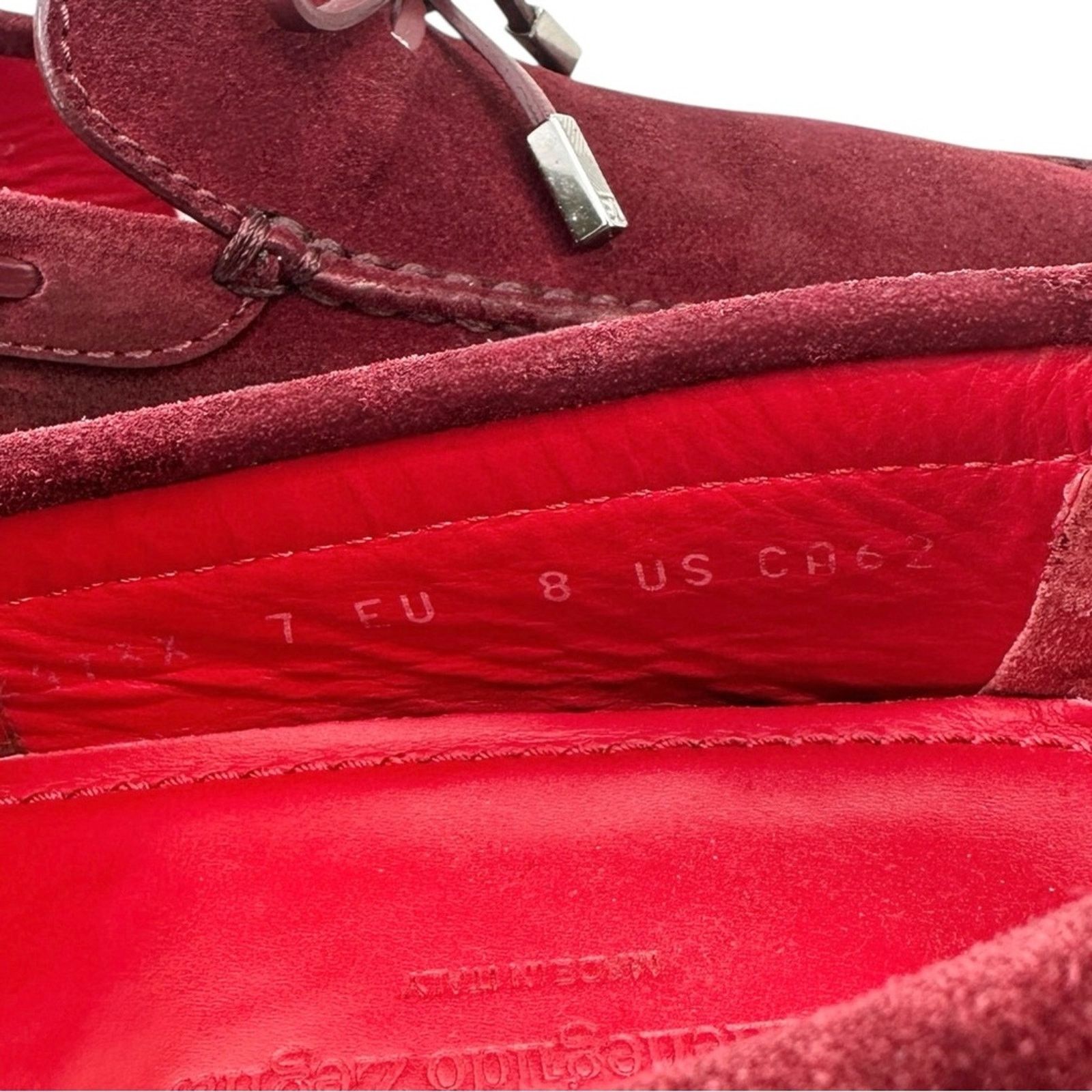 Ermenegildo Zegna Burgundy Red Suede Leather Driving Shoes Loafers Size US 8 / EU 41 - 7 Thumbnail