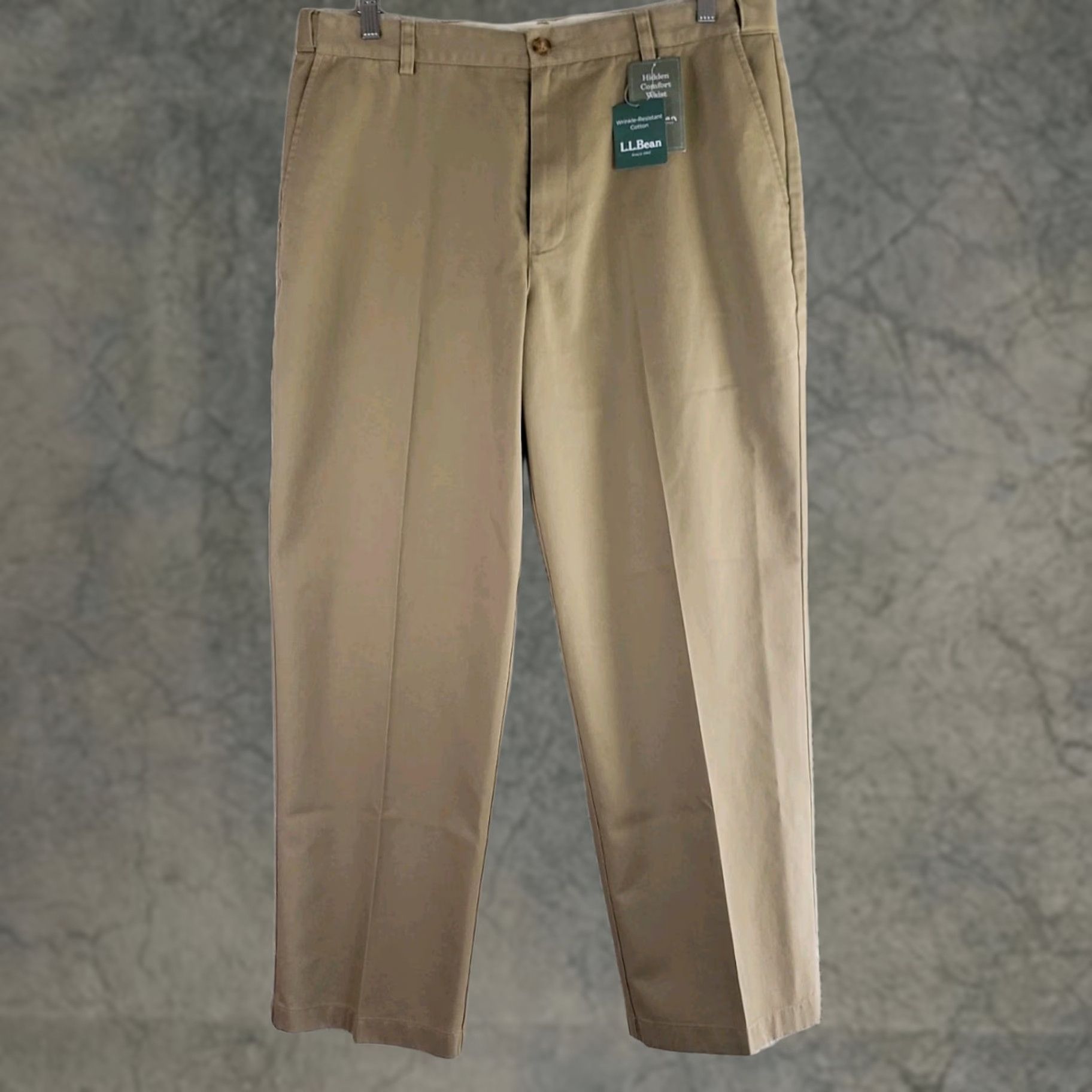 Vintage LL Bean Pants Mens 37X29 Khaki Cotton Adjustable Comfort Waist Straight Leg NWT Size US 37 - 1 Thumbnail