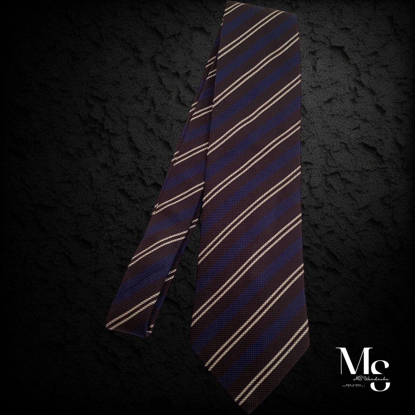 Fendi FENDI FF Current Brown Striped Silk Tie Made In Italy W:3.75 Size ONE SIZE - 6 Thumbnail
