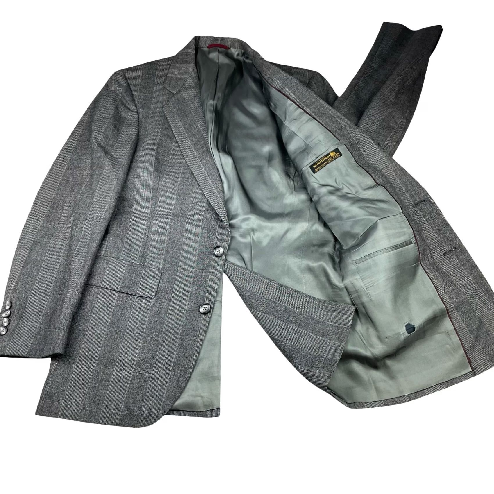 Hart Schaffner Marx VINTAGE Hart Schaffner & Marx Blazer Men's 40R Gray/Brown Plaid 2-Button Wool Size 40R - 3 Thumbnail