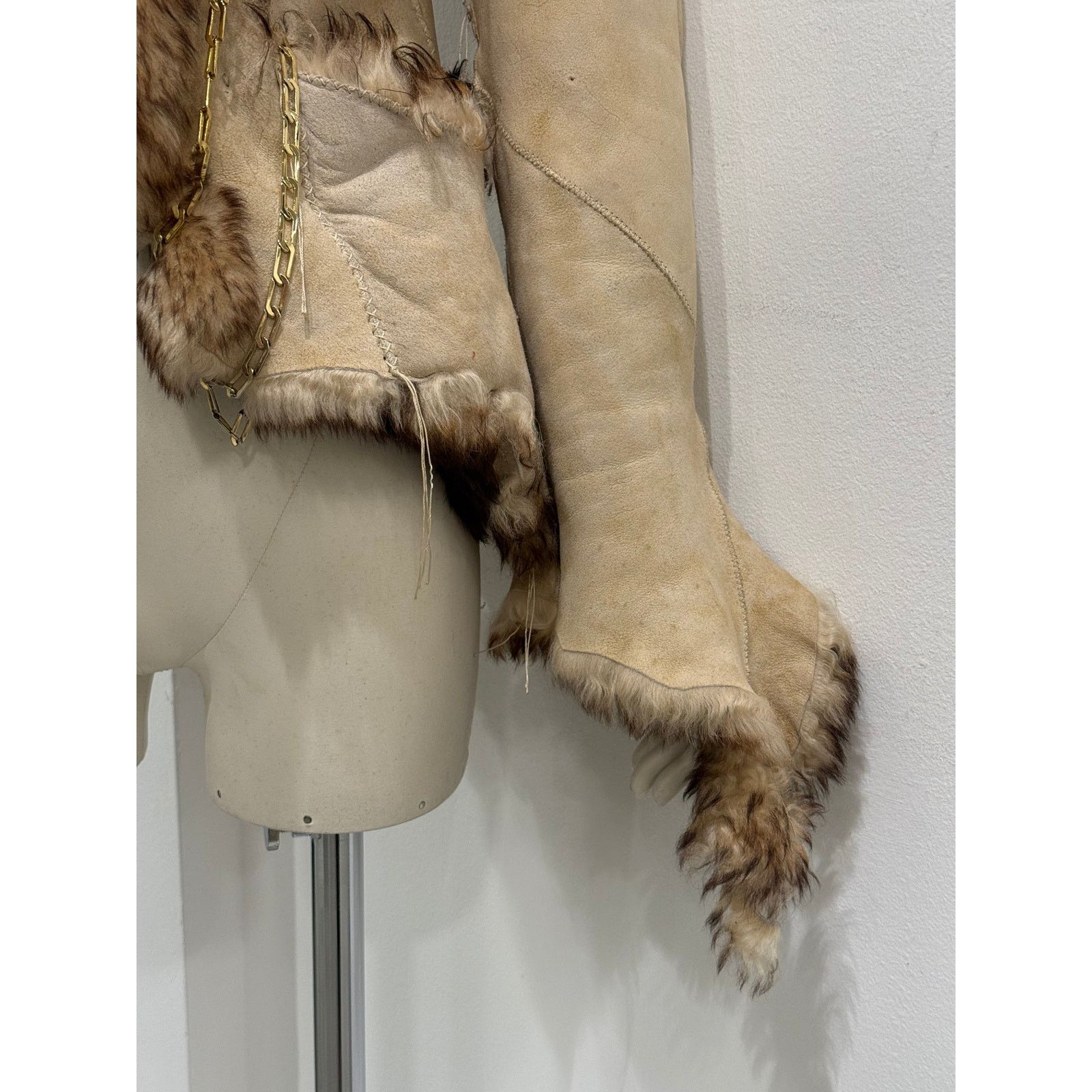 Roberto Cavalli 2000s Roberto Cavalli Shearling leather jacket with chains Size M / US 6-8 / IT 42-44 - 7 Thumbnail