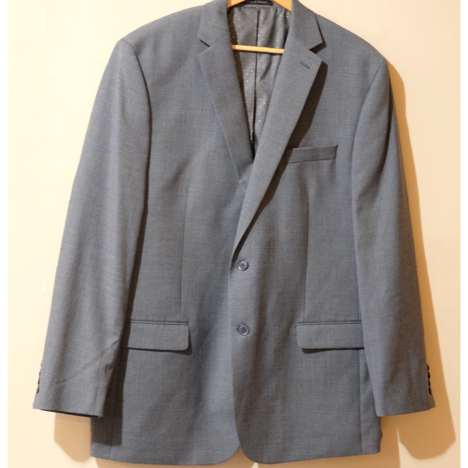 Vintage Collection by Michael Strahan Blazer Wool Blend Grey Size 46L / 46 L Men Single-Breasted Two-Button Jacket Blazer Suit Coat Size 46R - 2 Thumbnail