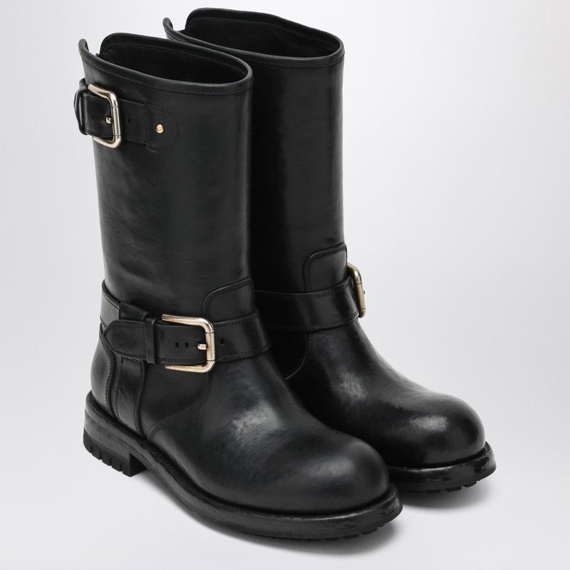 Dolce&Gabbana Black Leather Boot With Buckles