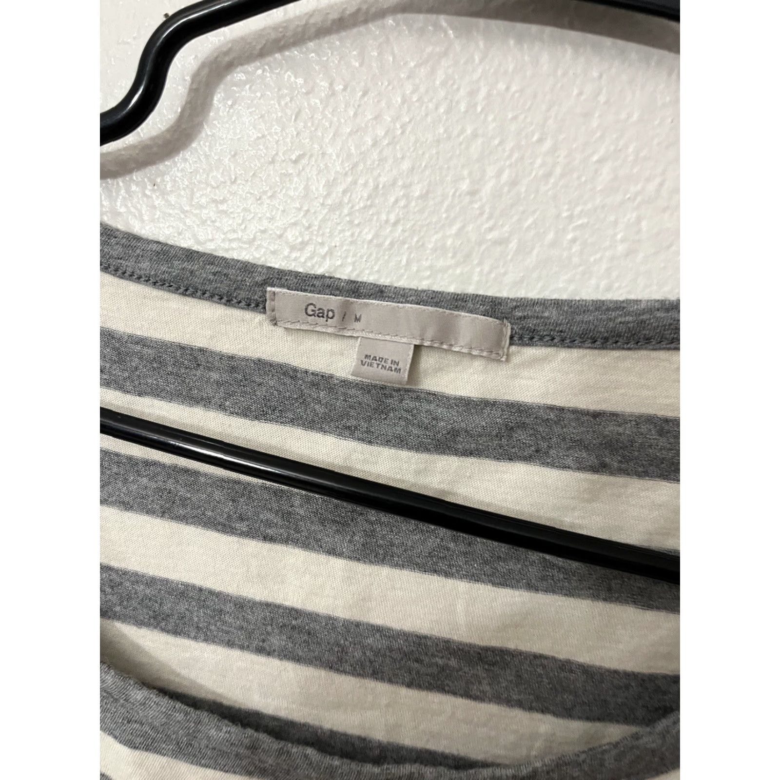 Gap GAP Women's Pullover Long Sleeve Striped T-Shirt Size M Gray Casual Size M / US 6-8 / IT 42-44 - 2 Thumbnail