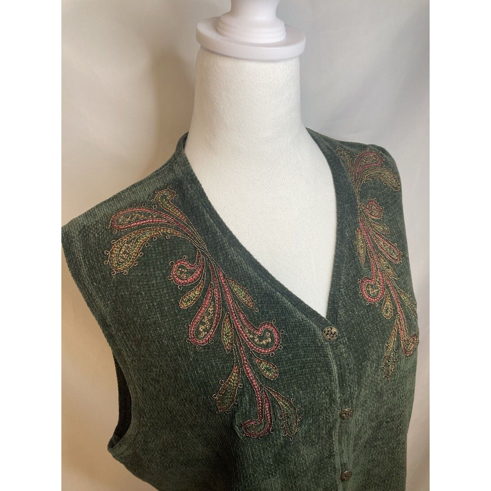 Other VTG Koret Sweater Vest L Cottage Grandma Button Embroidered Size L / US 10 / IT 46 - 2 Thumbnail