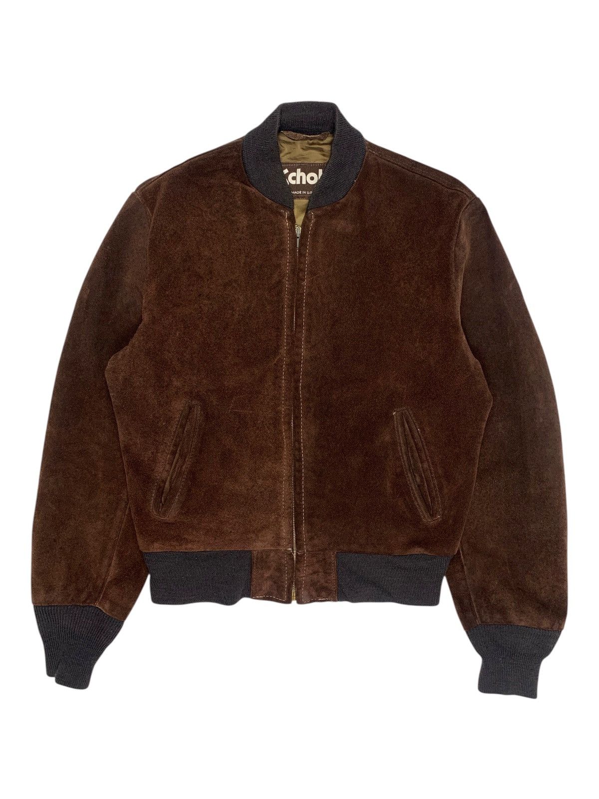 ジャケット・アウター 80s Schott suede leather bomber jkt Schott 80s Suede Leather Bomber Jacket MA-1 Style Vintage