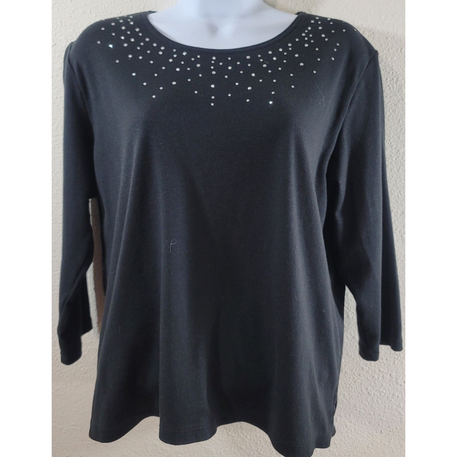 Other Draper's & Damon's Black Studded Bodice Round Neck Top PL Size L / US 10 / IT 46 - 1 Thumbnail