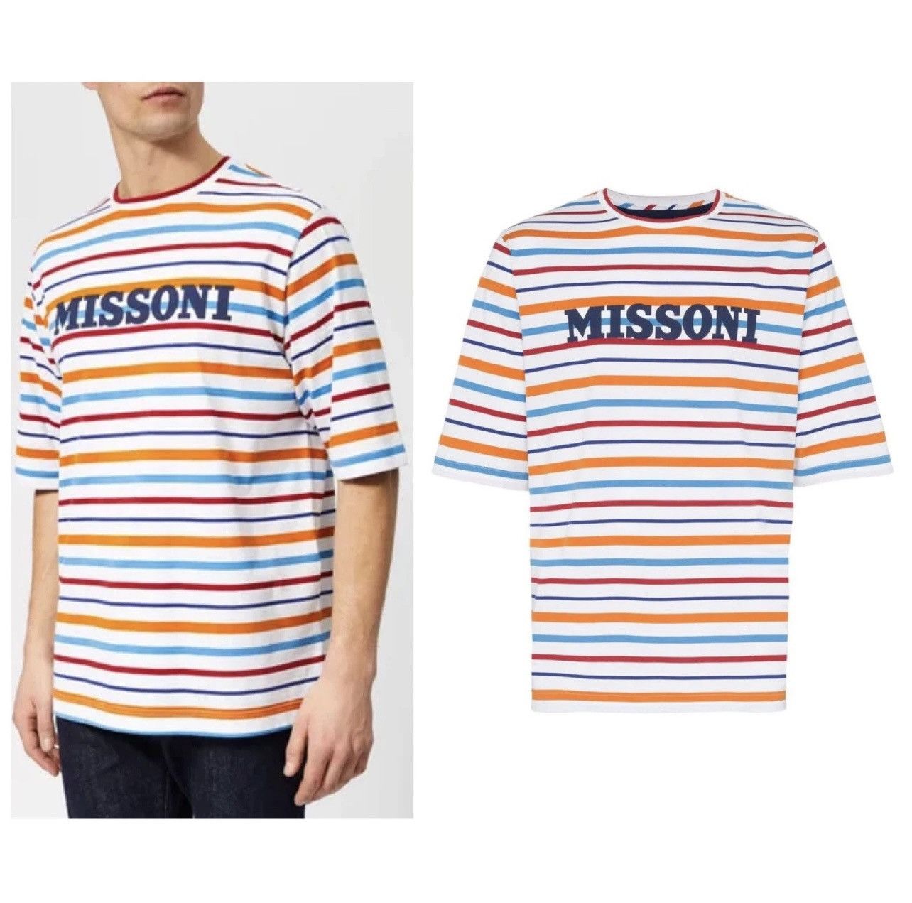 Missoni Missoni Big Logo Striped T-Shirt Tee Size US M / EU 48-50 / 2 - 2 Thumbnail