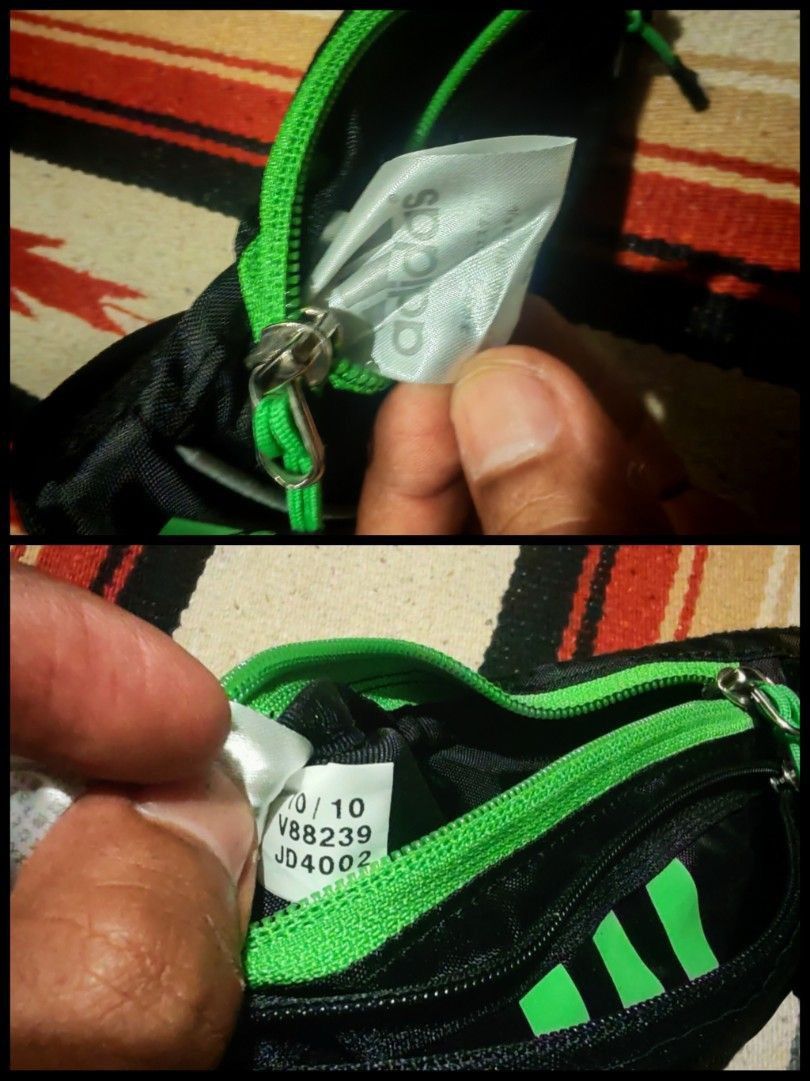 Adidas Vintage Adidas Running Pouch Waist Bag Black Green Size ONE SIZE - 8 Thumbnail