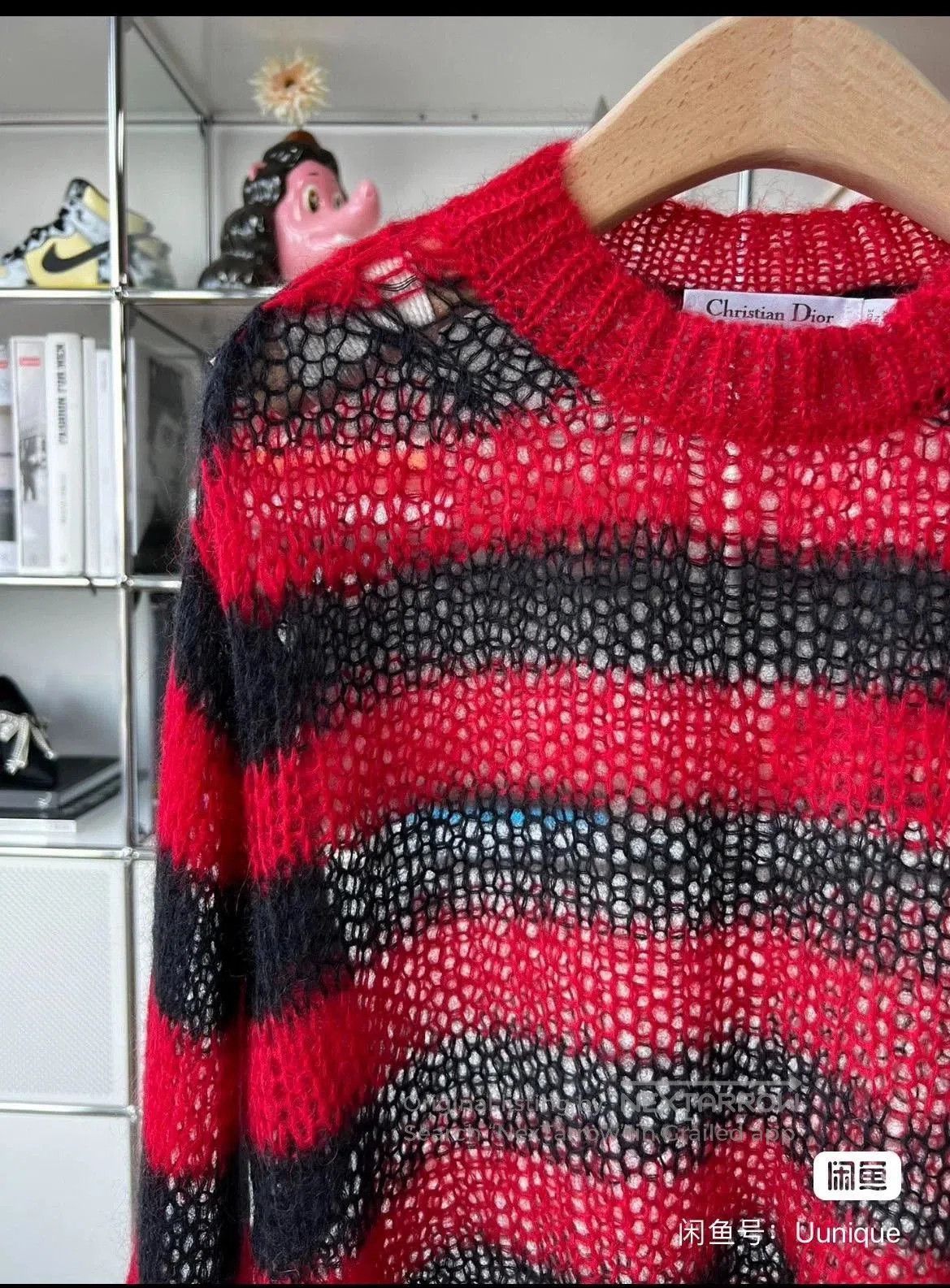 Dior dior red black striped mohair knit top. Size US S / EU 44-46 / 1 - 3 Thumbnail