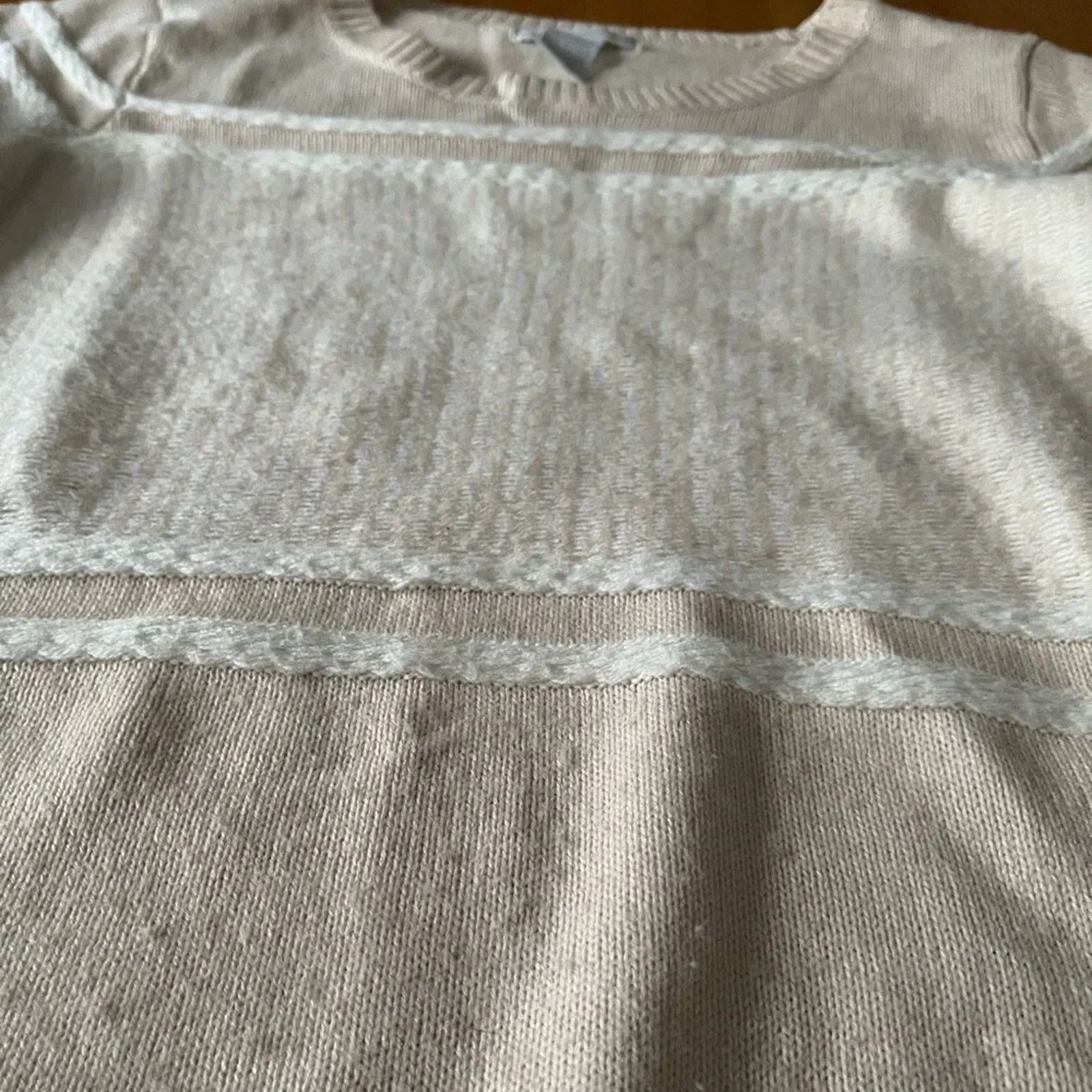 The Unbranded Brand Design History beige and white sweater, size L Size L / US 10 / IT 46 - 3 Thumbnail