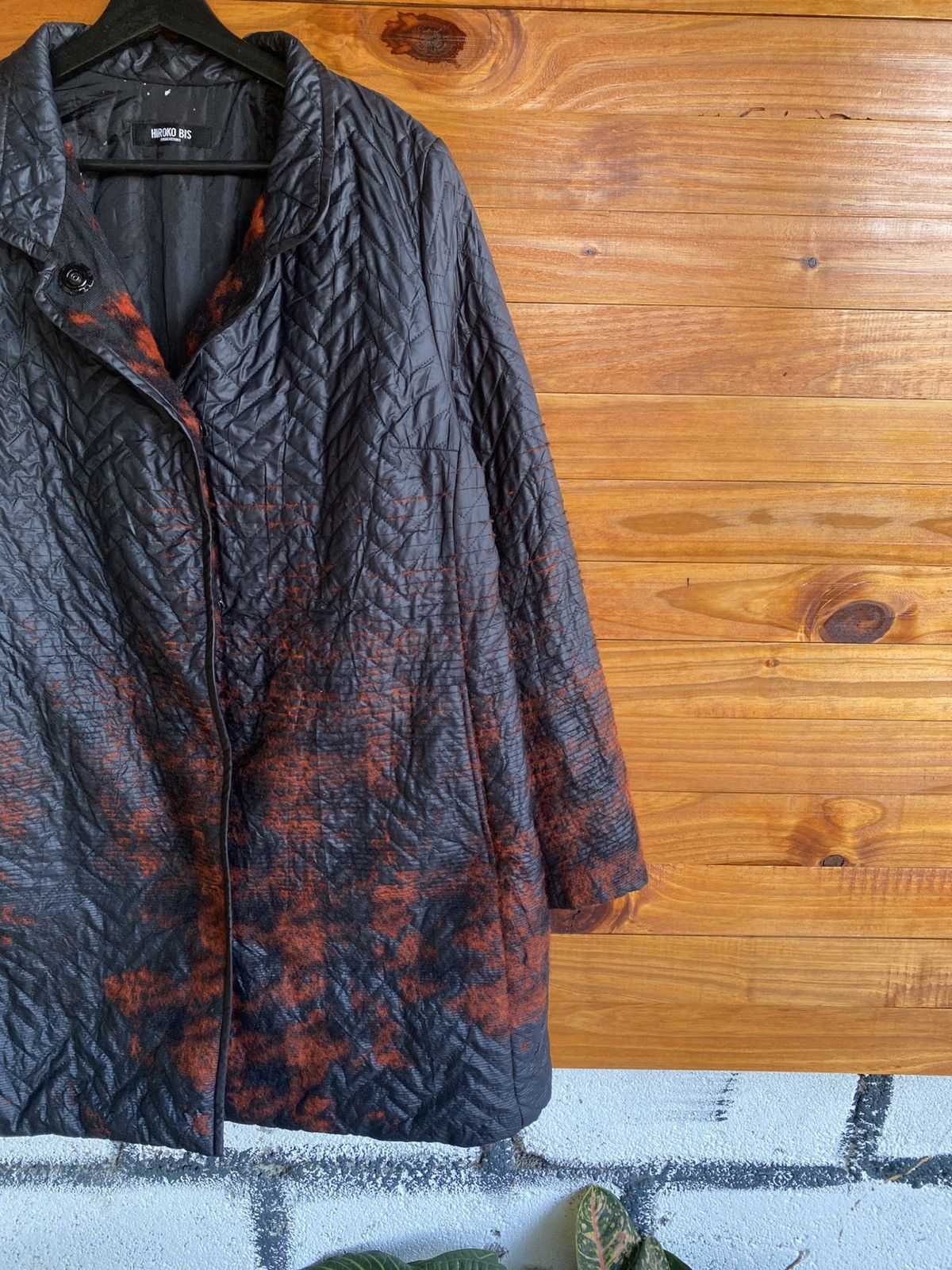 Hiroko Koshino Homme Hiroko Bis Quilted Long Coat – Women’s – Black Rust Ombre Size L / US 10 / IT 46 - 7 Thumbnail