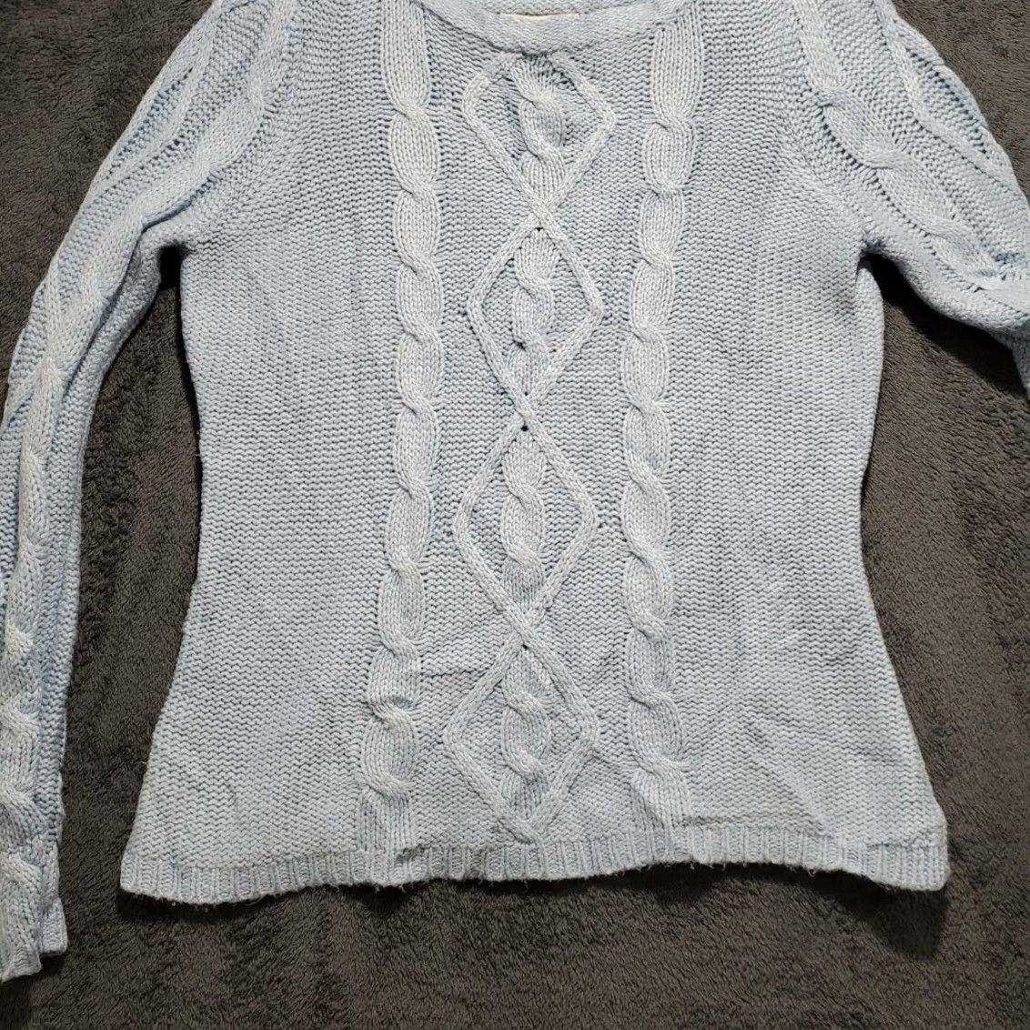 Vintage St. John's Bay Sweater Womens Cable Knit Pullover Long Sleeve Crew Neck Light Blue Size L Size L / US 10 / IT 46 - 5 Thumbnail