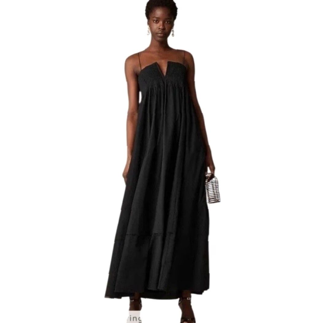 white and black polka dot maxi dress Polomia Polka Dot Maxi Medium / Ecru + Black