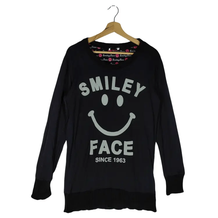 American Apparel Smiley Face Long Sweatshirts Size L / US 10 / IT 46 - 1 Thumbnail