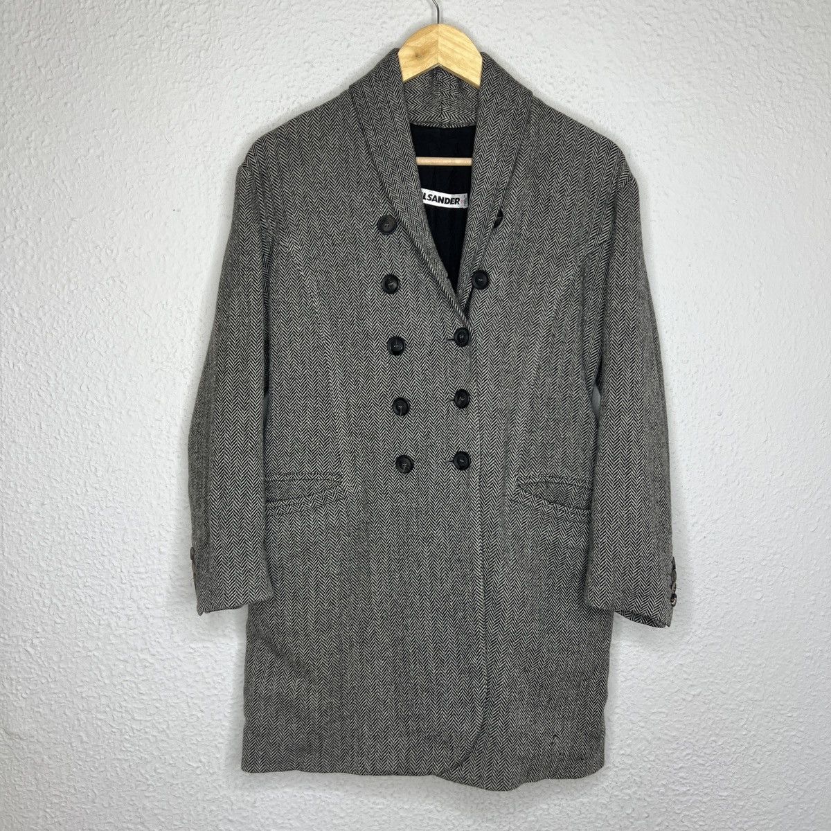 Jil Sander Vintage Jil Sander Pea Coat Jacket Long Blazer Wool Gray Size M / US 6-8 / IT 42-44 - 1 Thumbnail