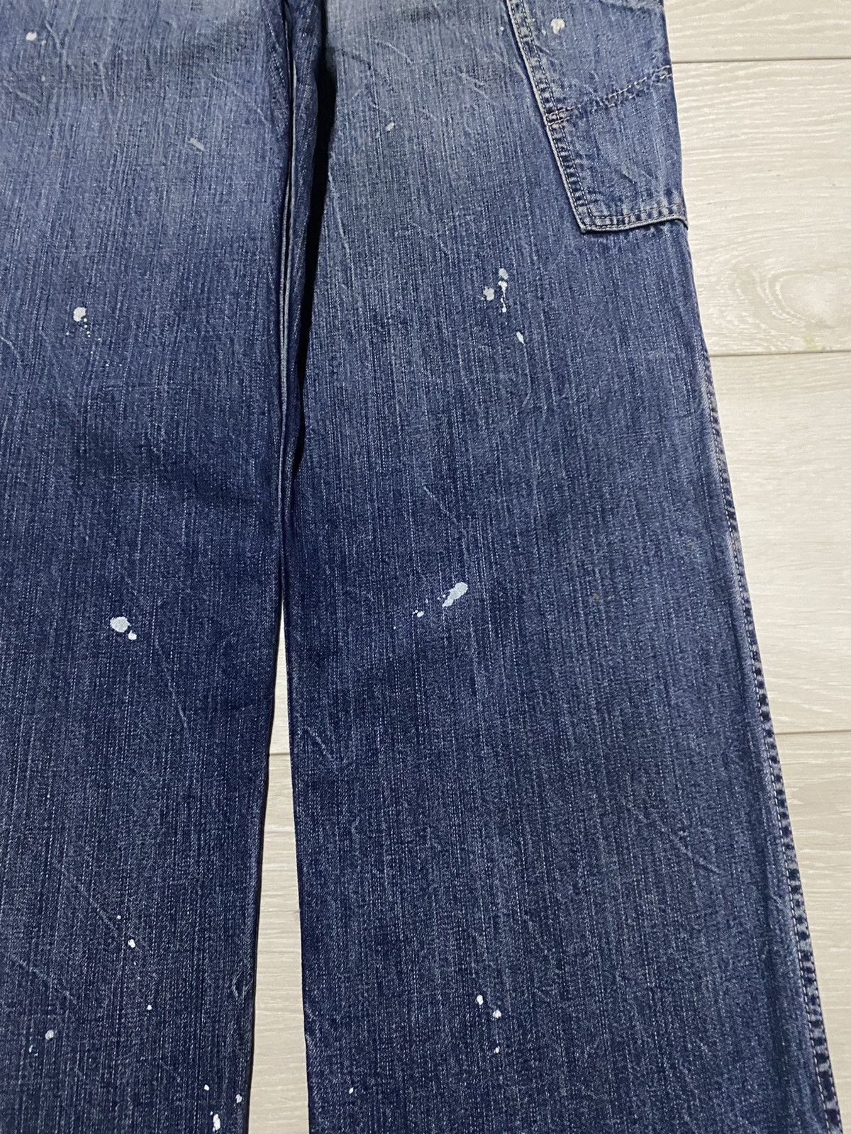Lee Vintage Lee Union Made Blue Wash Paint Splatter Loose Jeans Size US 31 - 12 Thumbnail