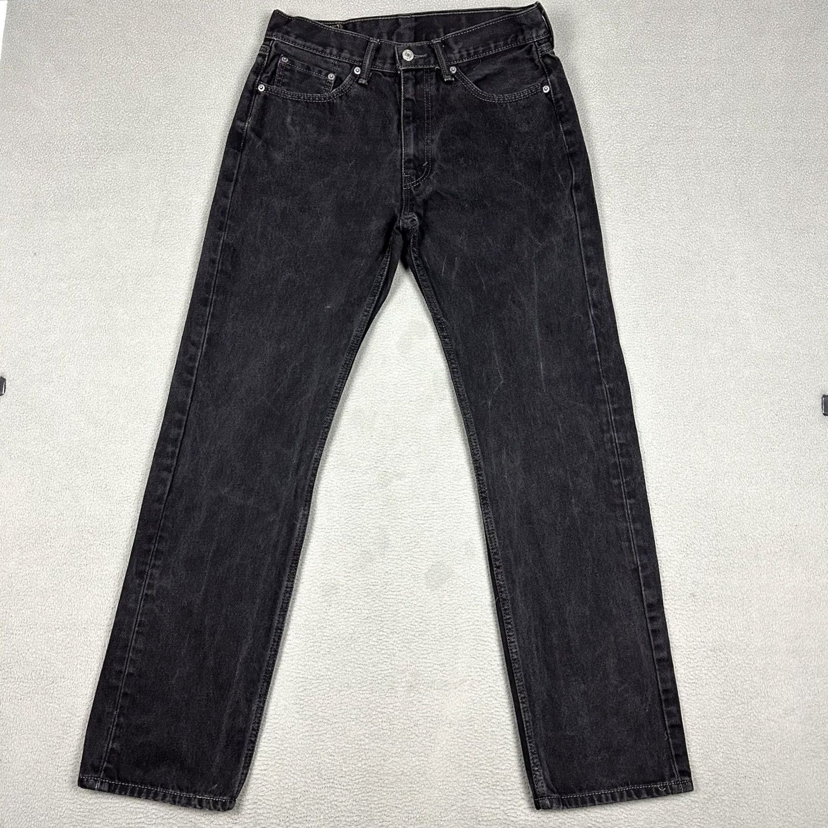 Levi's Levis 505 Regular Straight Jeans Mens 33x34 (Fits 31x31.5) Black Denim EUC Size US 33 - 2 Thumbnail