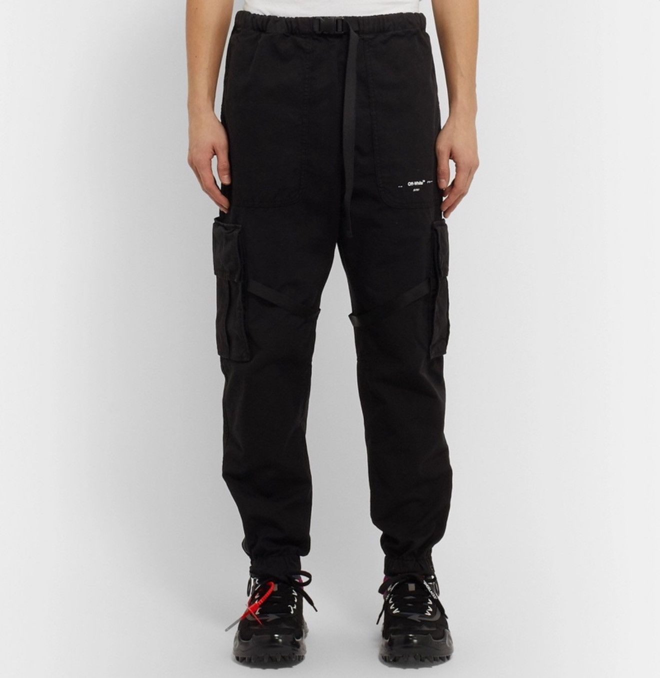 Off-White Off-White - Tapered Logo-Print Cotton-Canvas Cargo Trousers Size US 33 - 2 Thumbnail