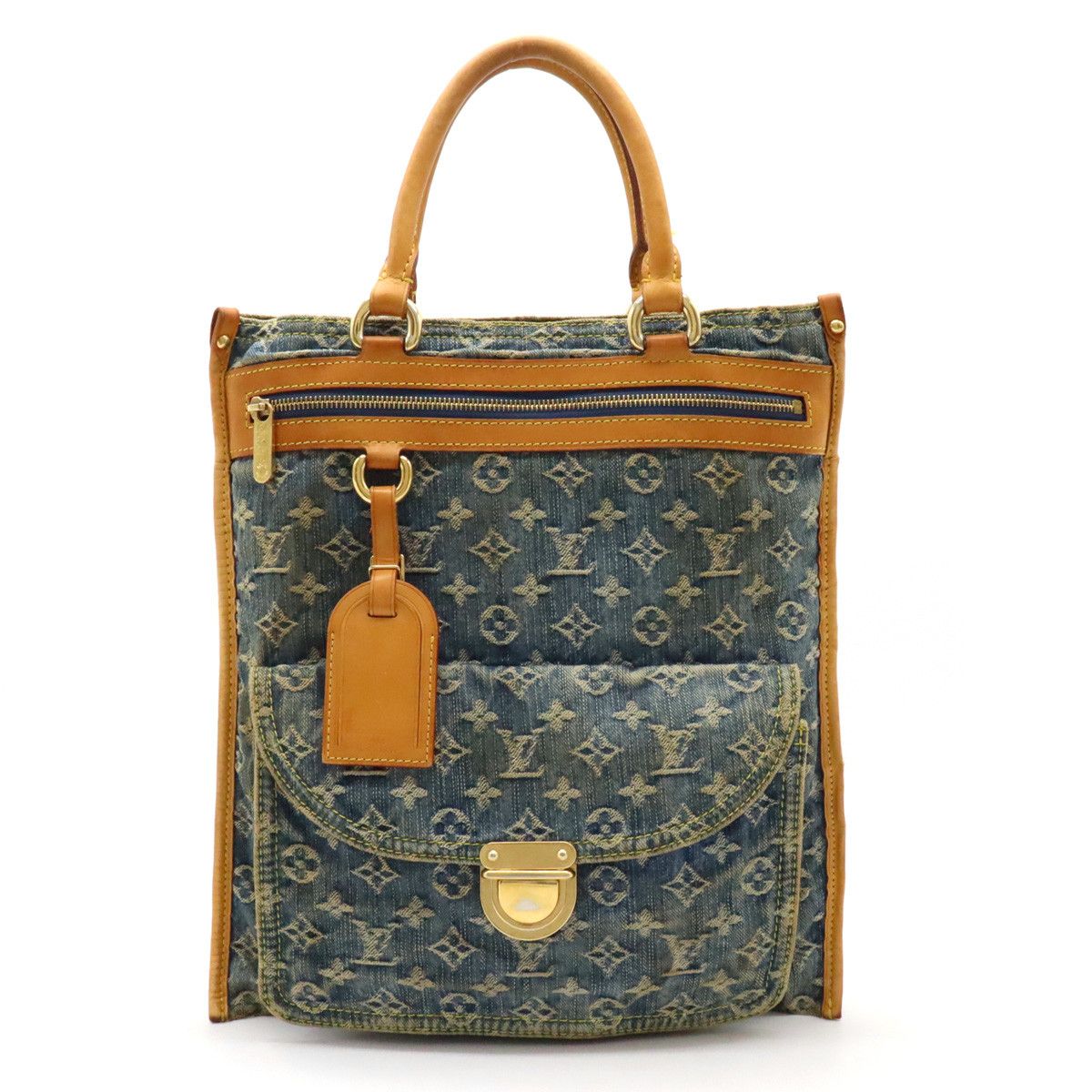 Louis Vuitton Louis Vuitton Louis Vuitton Monogram Denim Flat Shopper Tote Bag M95018 Canvas Tote Bag M95018 in Good Condition Size ONE SIZE - 1 Thumbnail