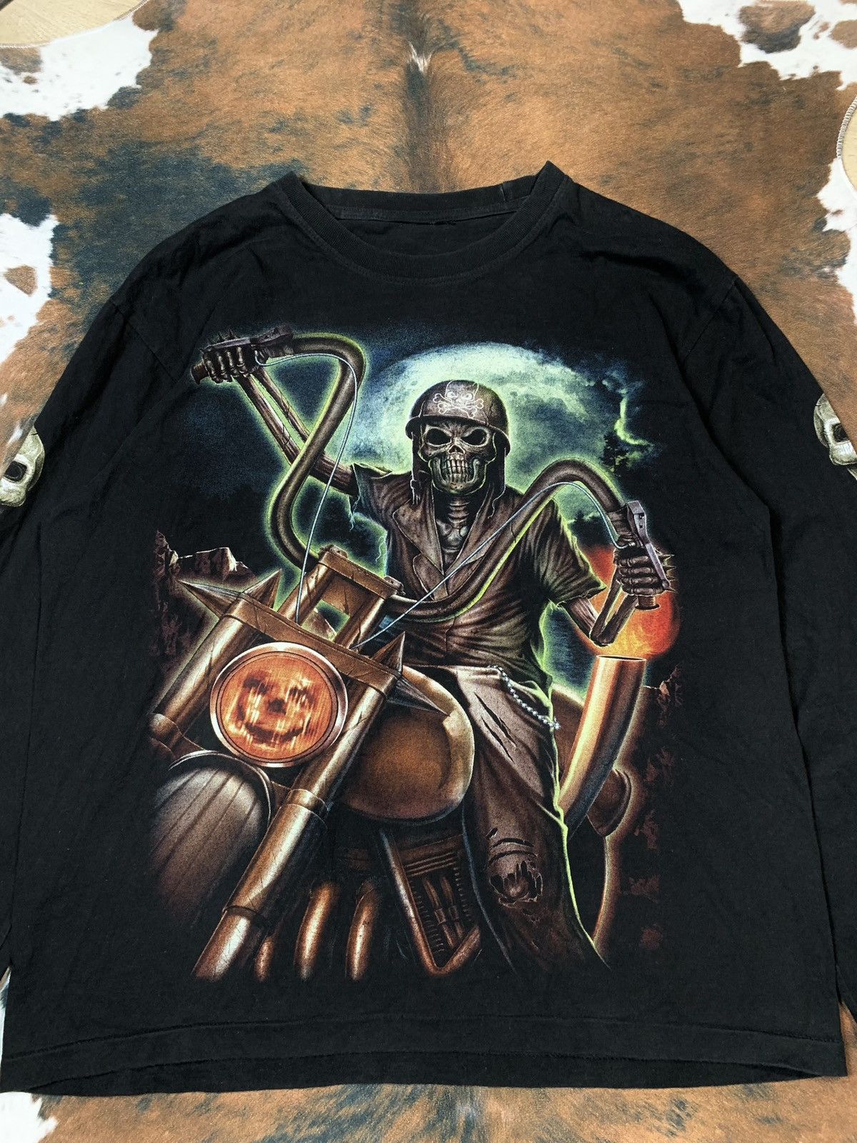 Vintage Vintage Alloverprint Skeleton Art Tshirt Tee Skulls Motor Size US L / EU 52-54 / 3 - 3 Thumbnail