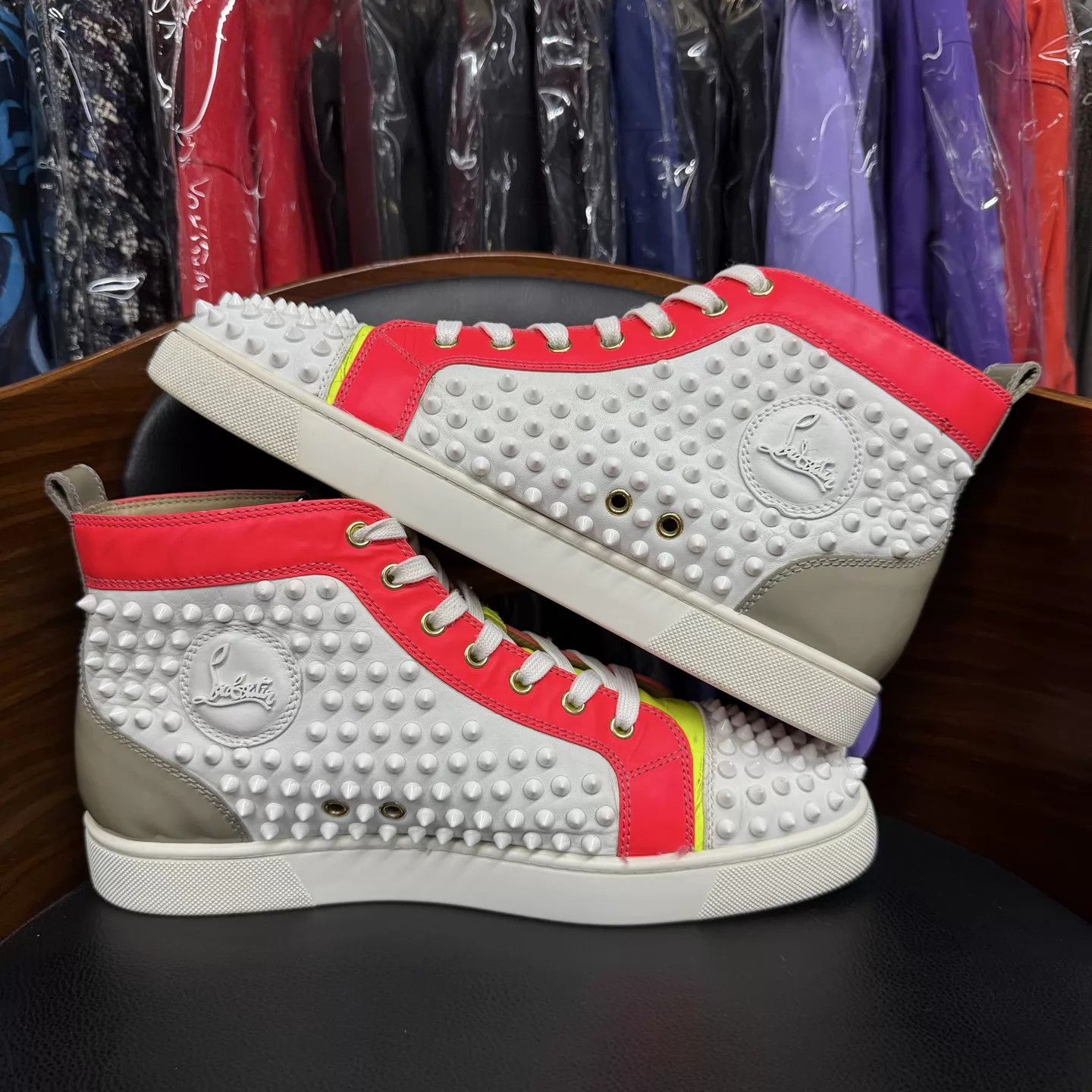 Christian Louboutin CL High-Top Candy Red Platform Sneaker 43 GUC Size US 10 / EU 43 - 7 Thumbnail