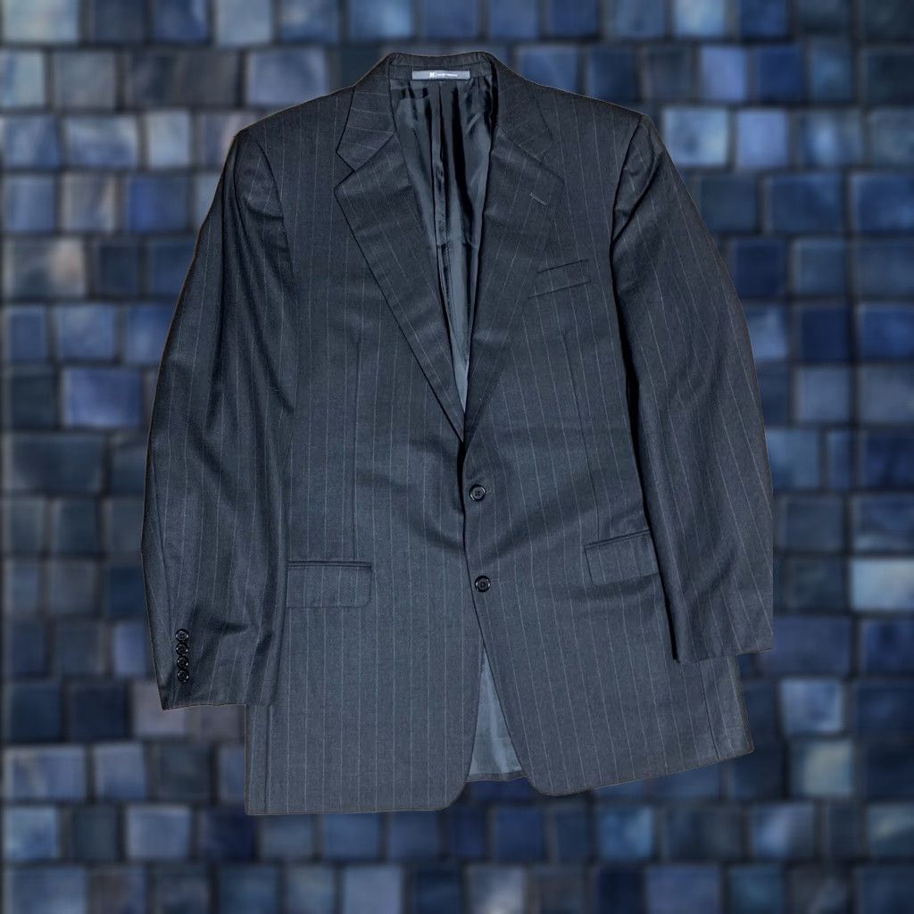 Madison Hickey Freeman Loro Piano Super 130s 42L Pinstripe Madison Blazer Sport Coat Set: Men's Wool Gray Long One-Vented Single-Breasted Two-Button Size 42R - 1 Thumbnail