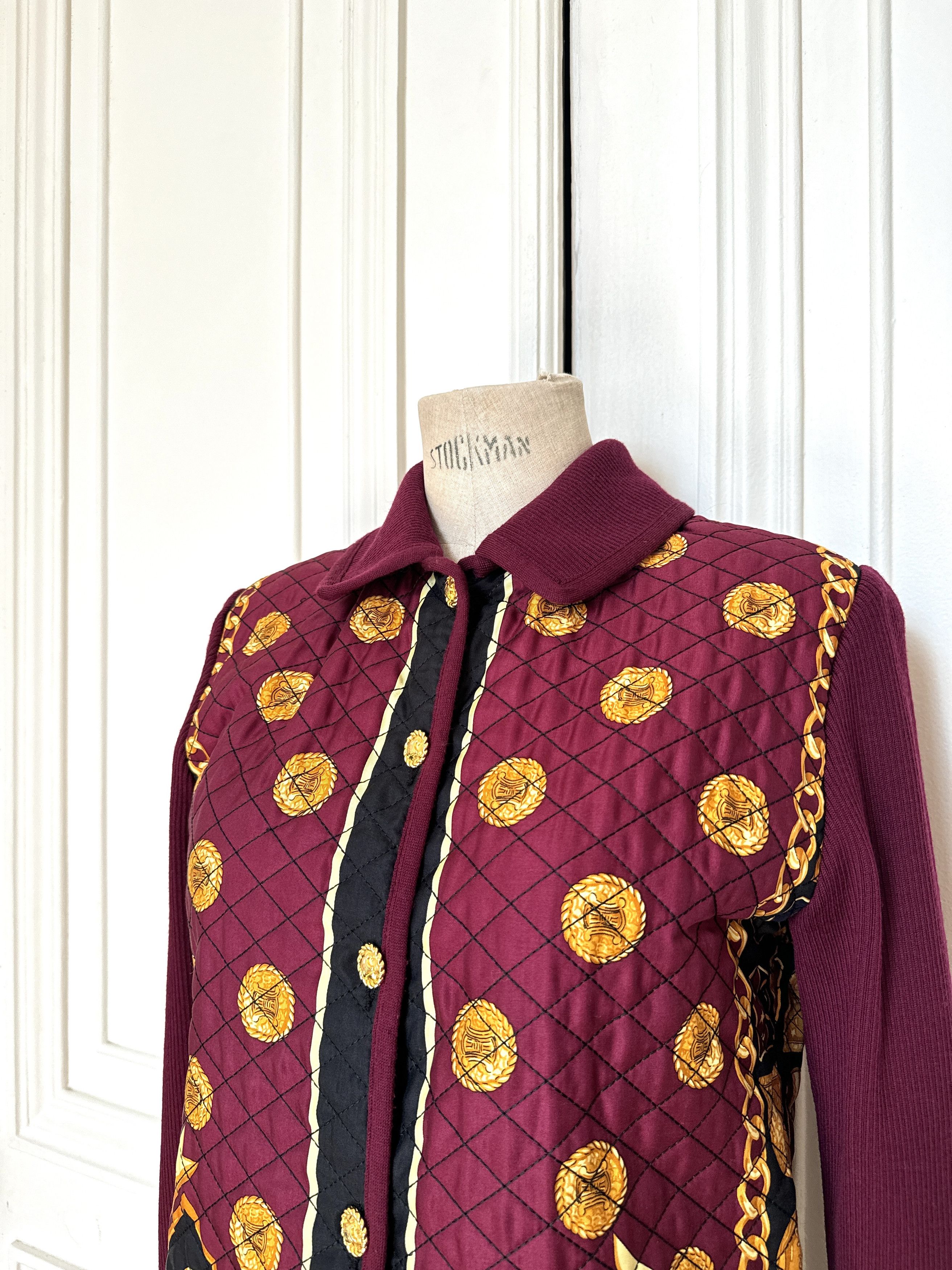 Celine Vintage Burgundy Wool-Silk Baroque Print Jacket Size M / US 6-8 / IT 42-44 - 3 Thumbnail