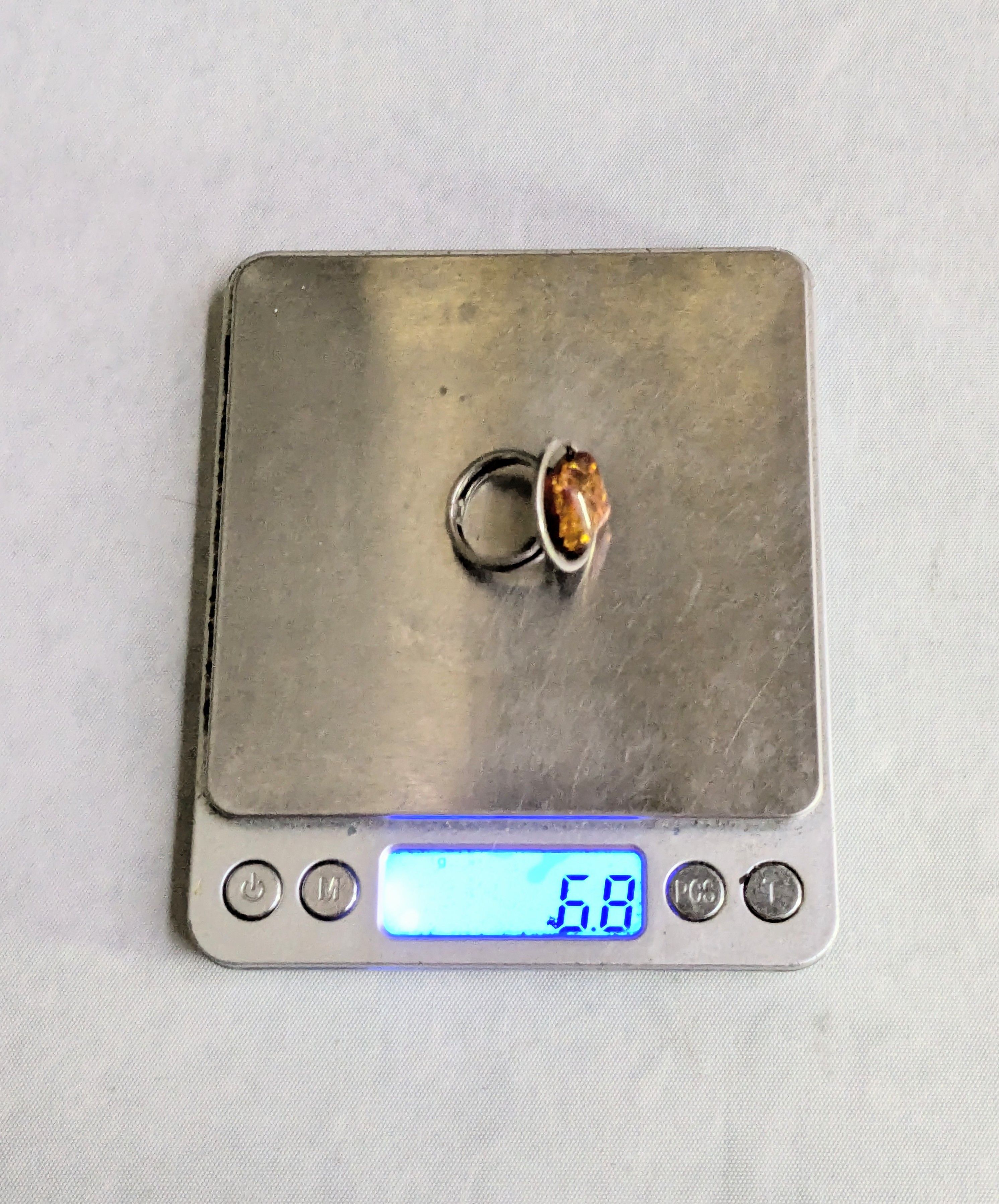 Jewelry Sterling Silver Ring Orange Amber 6.5 Square Round Size ONE SIZE - 12 Thumbnail